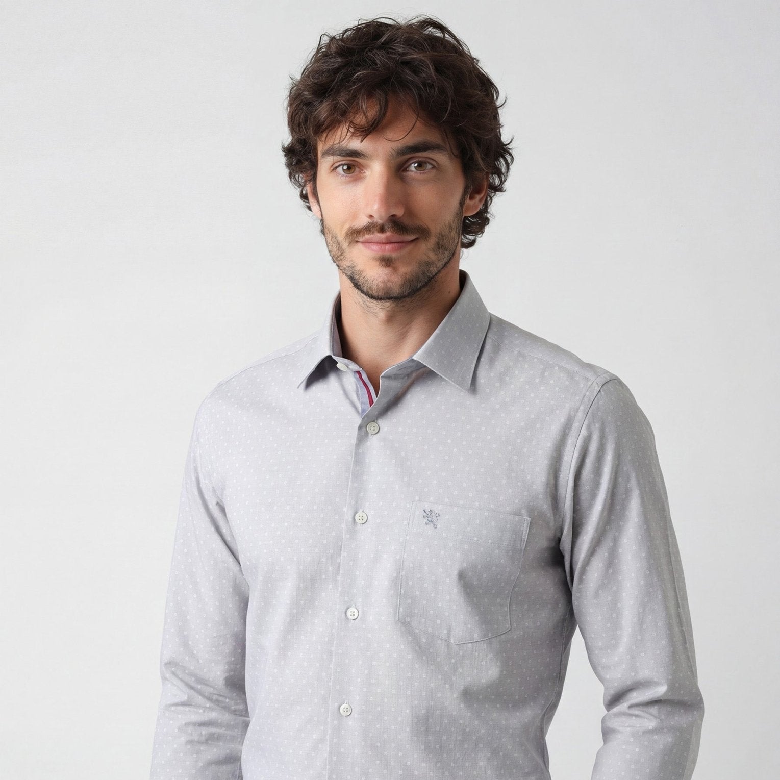 Manchester Camisa de Vestir Elite Patrón Sutil 100% Algodón Manga Larga color negro para hombre