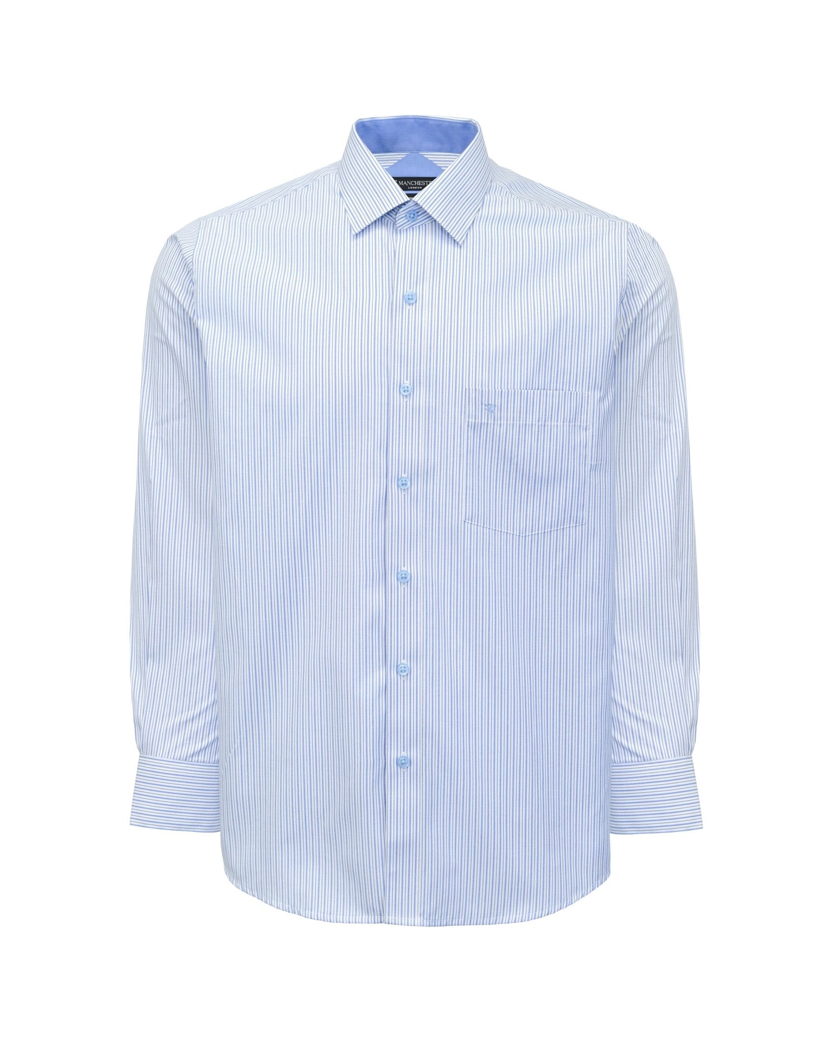Manchester Camisa de Vestir Estampado de Líneas color azul para hombre