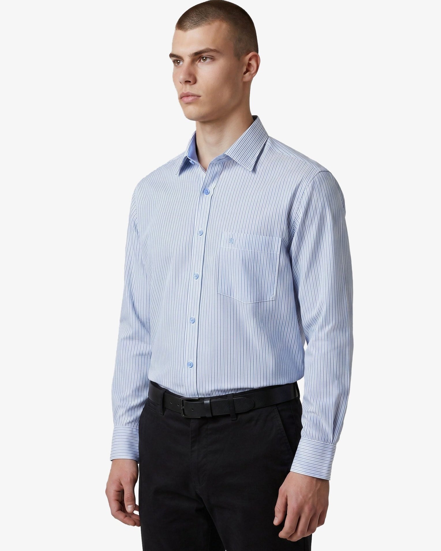 Manchester Camisa de Vestir Estampado de Líneas color azul para hombre