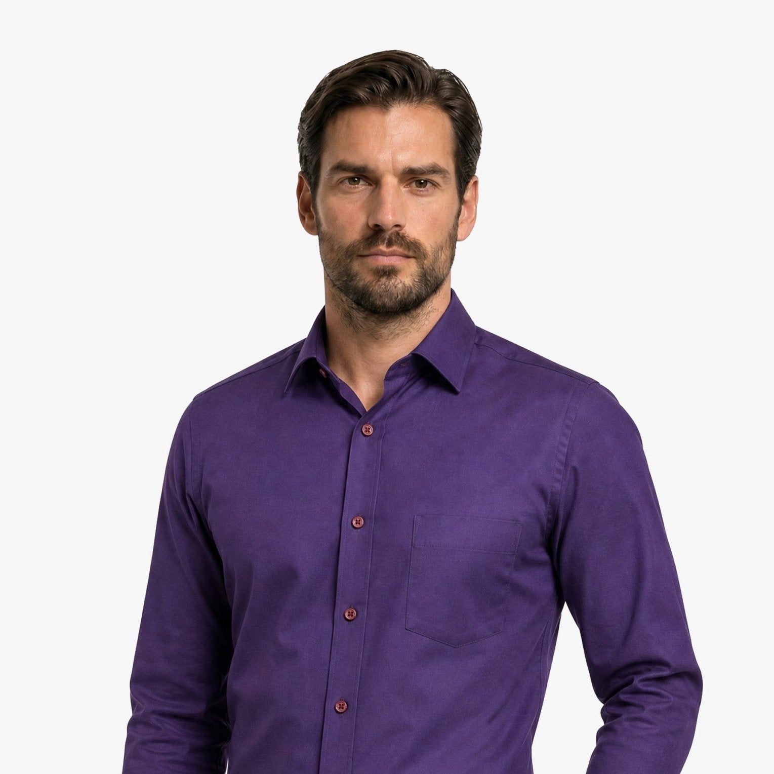 Manchester Camisa de Vestir Lisa Algodón y Poliéster color purpura para hombre