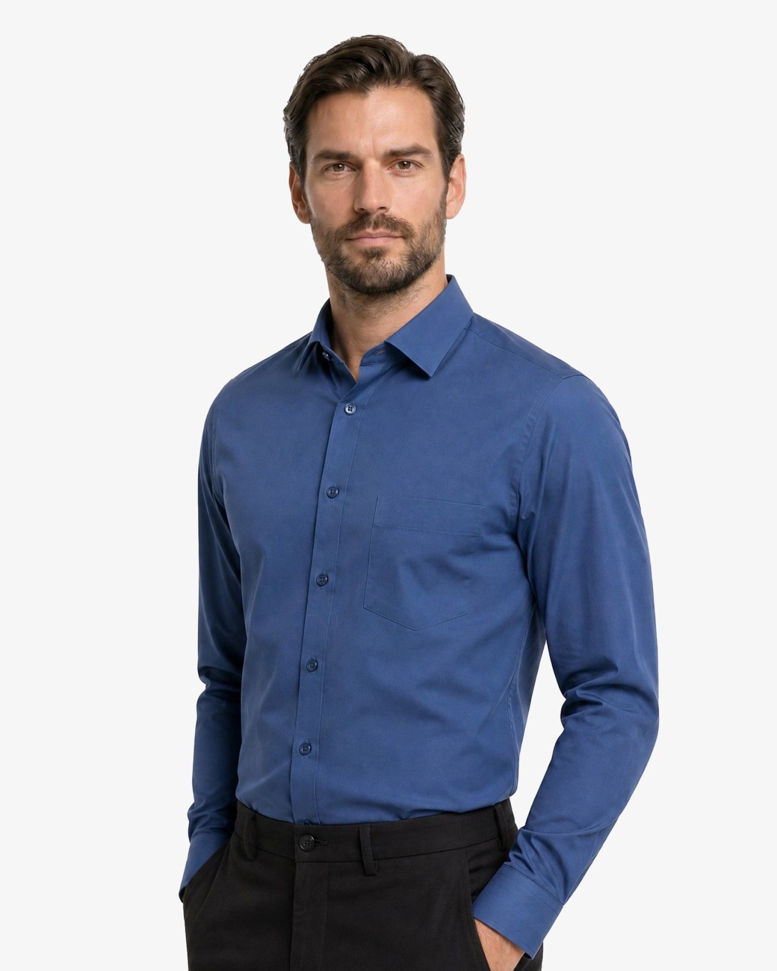 Manchester Camisa de Vestir Lisa Algodón y Poliéster color pizarra para hombre