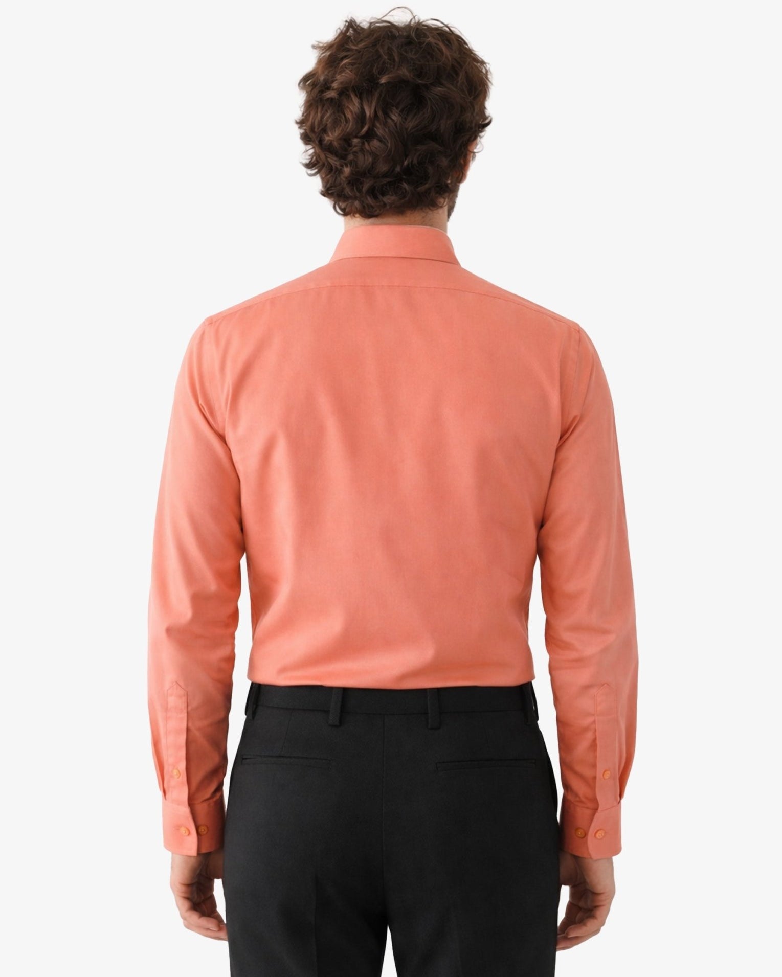Manchester Camisa de Vestir Lisa Algodón y Poliéster color salmon para hombre