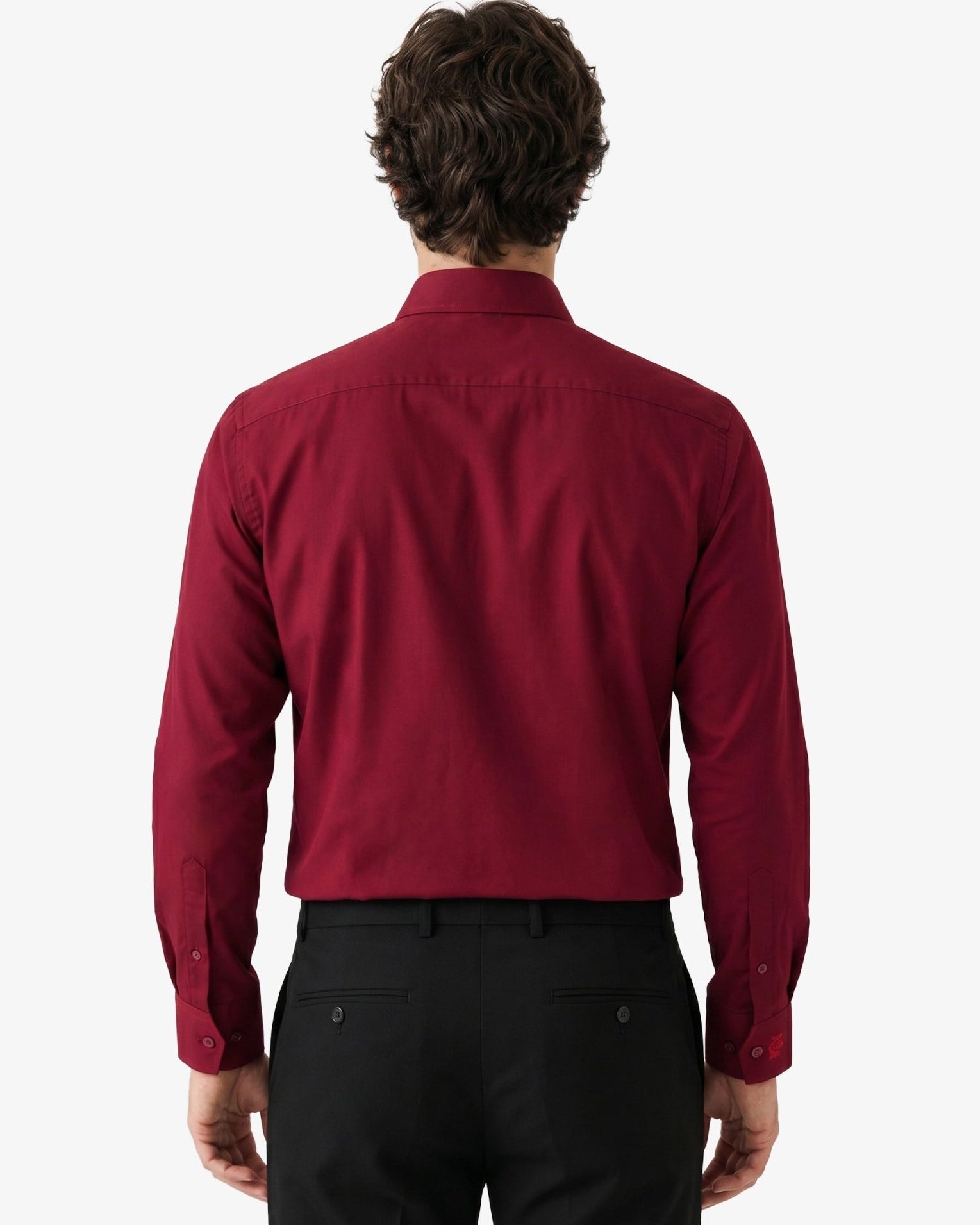 Manchester Camisa de Vestir Lisa Algodón y Poliéster color vino para hombre