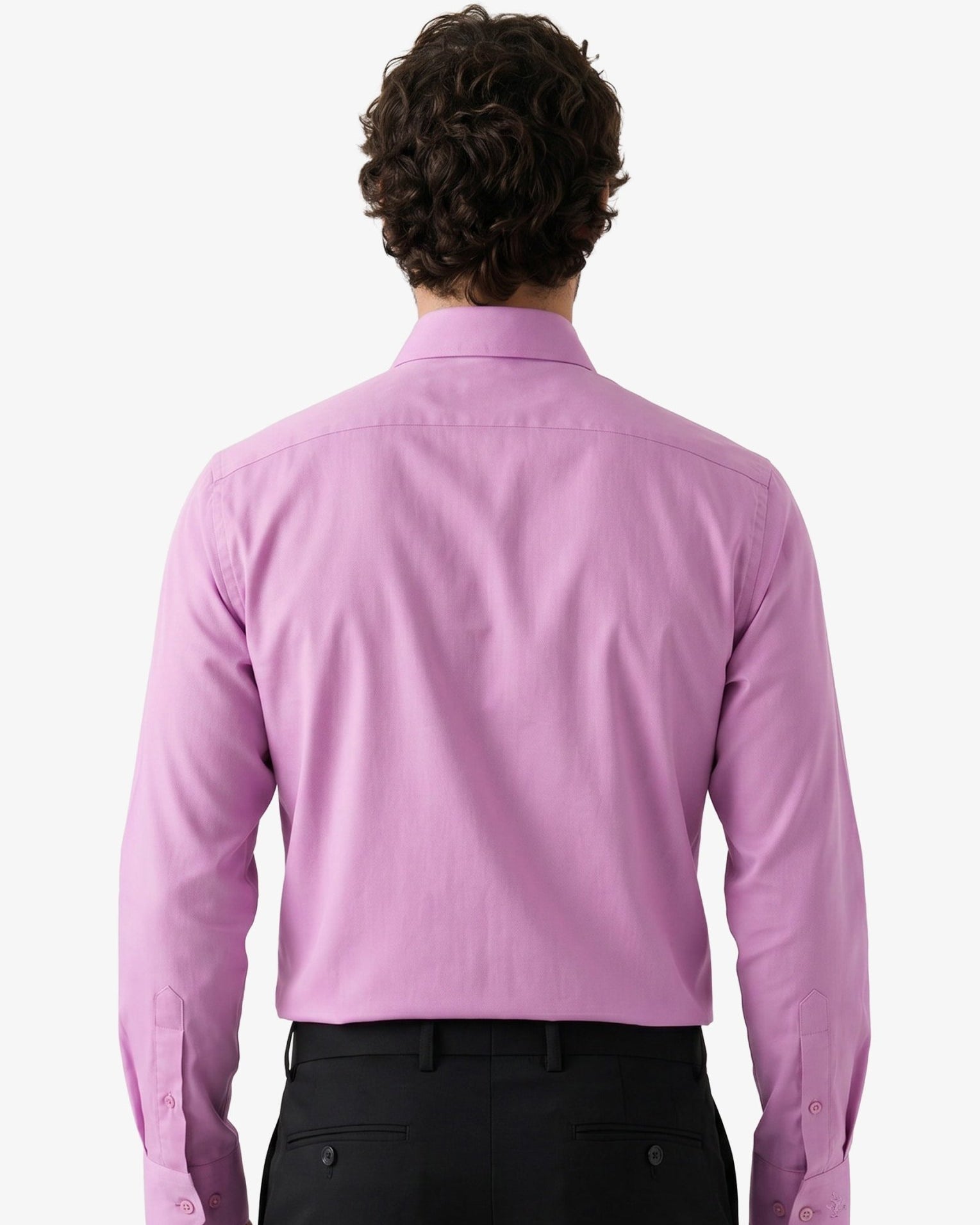 Manchester Camisa de Vestir Lisa Algodón y Poliéster Manga Larga color lavanda para hombre