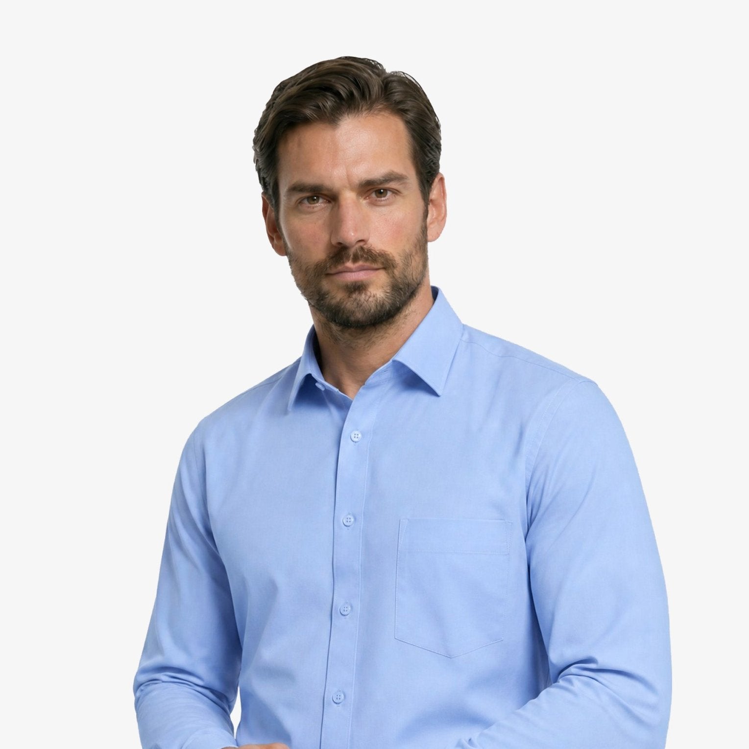 Manchester Camisa de Vestir Lisa Algodón y Poliéster Manga Larga color azul para hombre