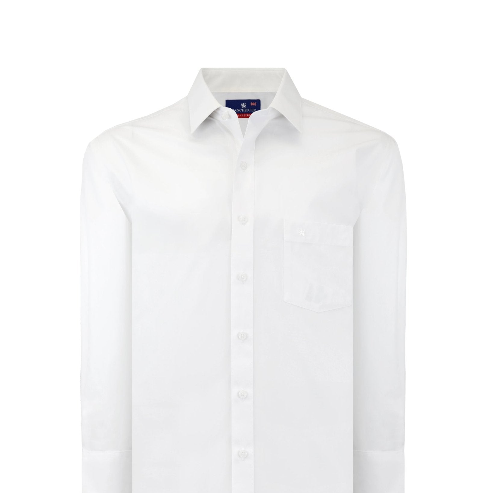 Manchester Camisa de Vestir Lisa Big and Tall Algodón y Poliéster con Cuello Ajustable - Manchester