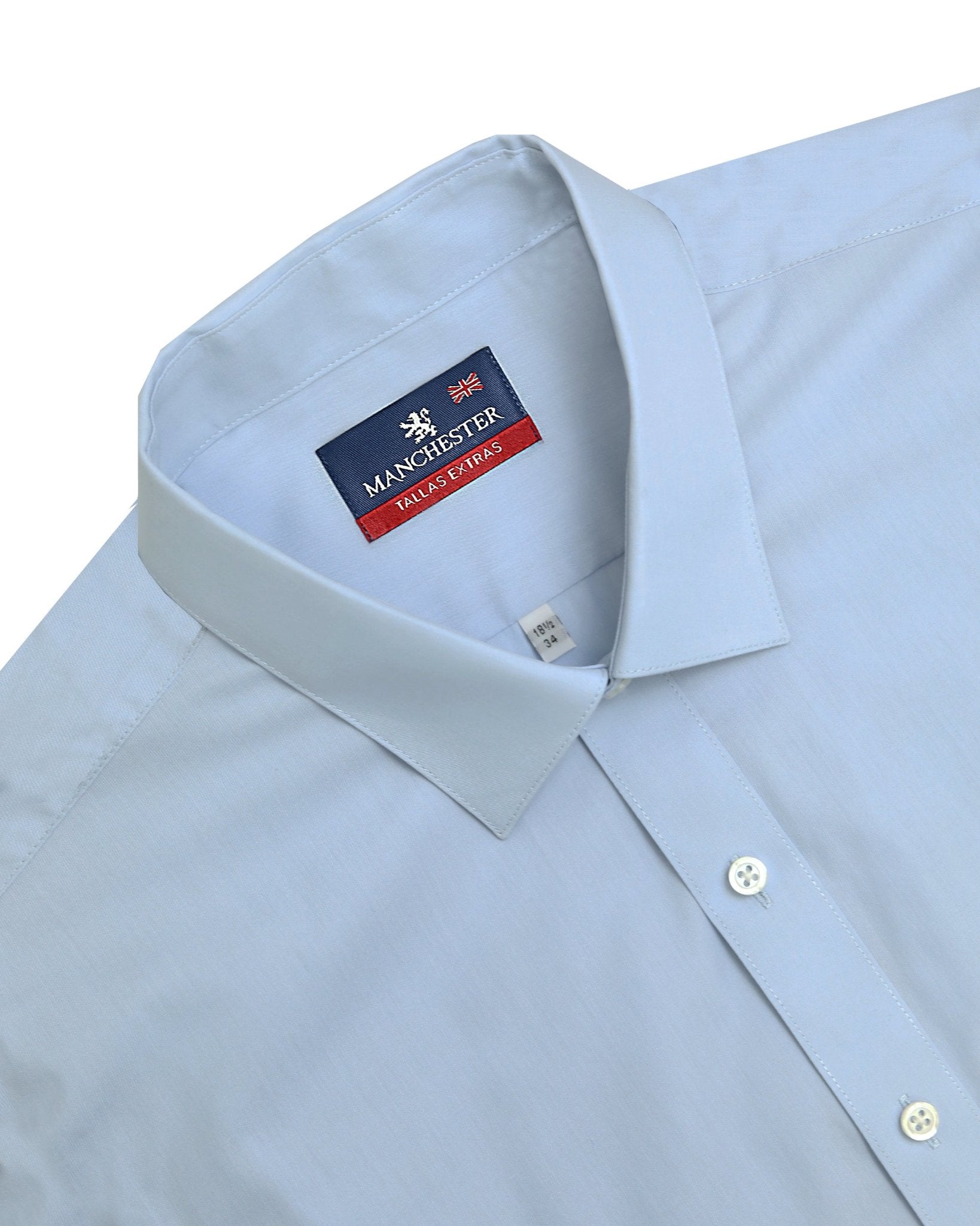 Manchester Camisa de Vestir Lisa Big and Tall Algodón y Poliéster con Cuello Ajustable - Manchester