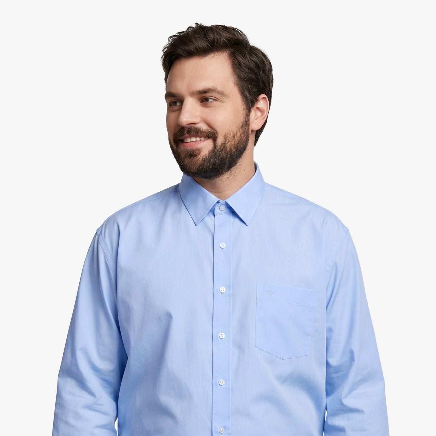 Manchester Camisa de Vestir Lisa Big and Tall - Manga Larga color celeste para hombre