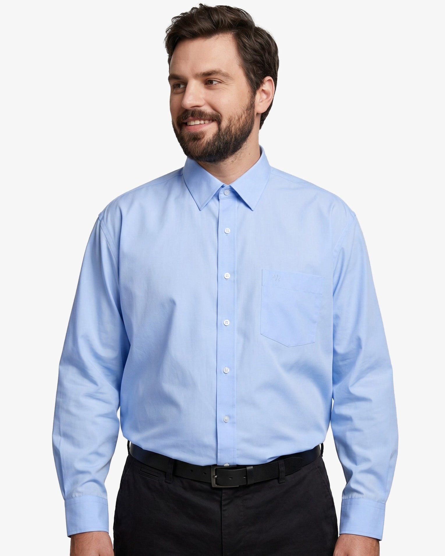 Manchester Camisa de Vestir Lisa Big and Tall - Manga Larga - Manchester