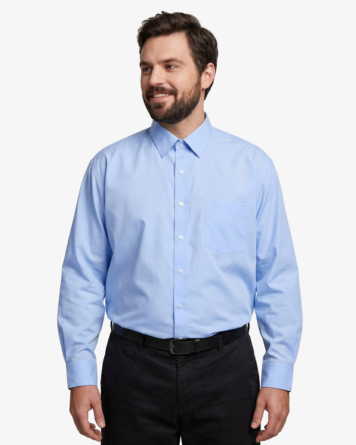 Manchester Camisa de Vestir Lisa Big and Tall - Manga Larga - Manchester