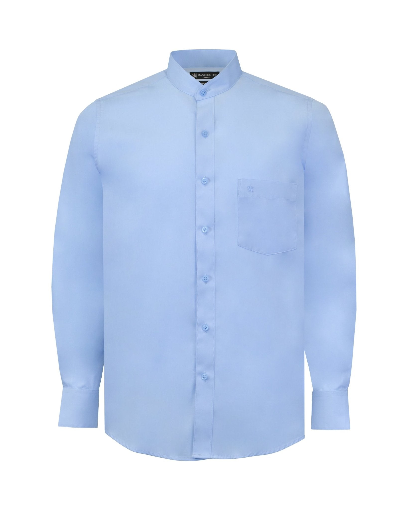 Manchester Camisa de Vestir Lisa con Un Bolsillo y Cuello Mao - Manchester