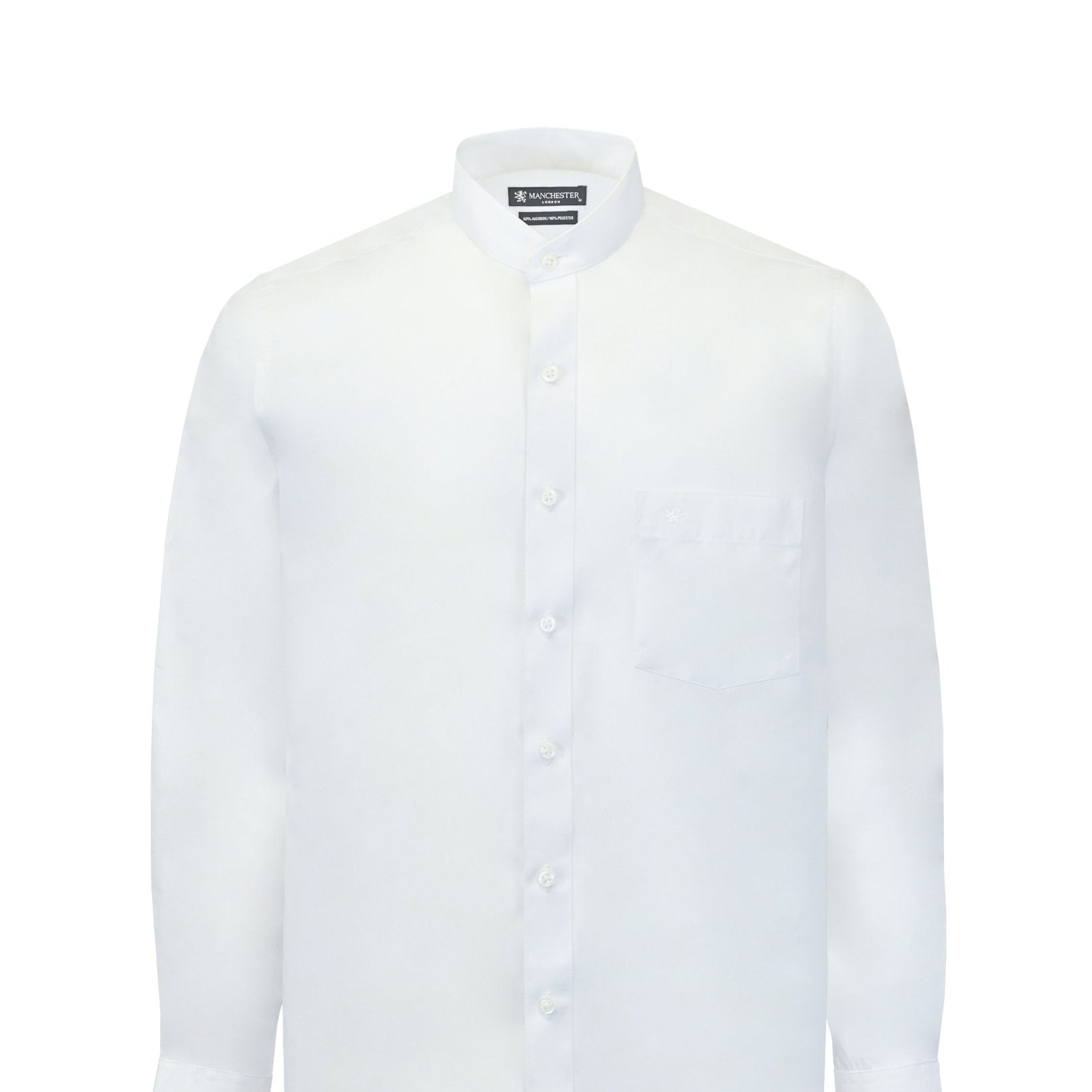 Manchester Camisa de Vestir Lisa con Un Bolsillo y Cuello Mao - Manchester