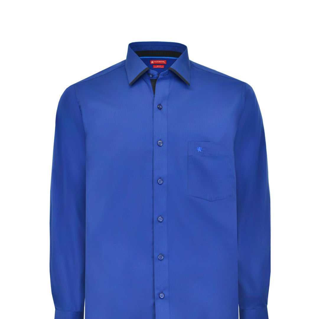 Manchester Camisa de Vestir Lisa Corte Slim Fit Cuello Roma - Manchester