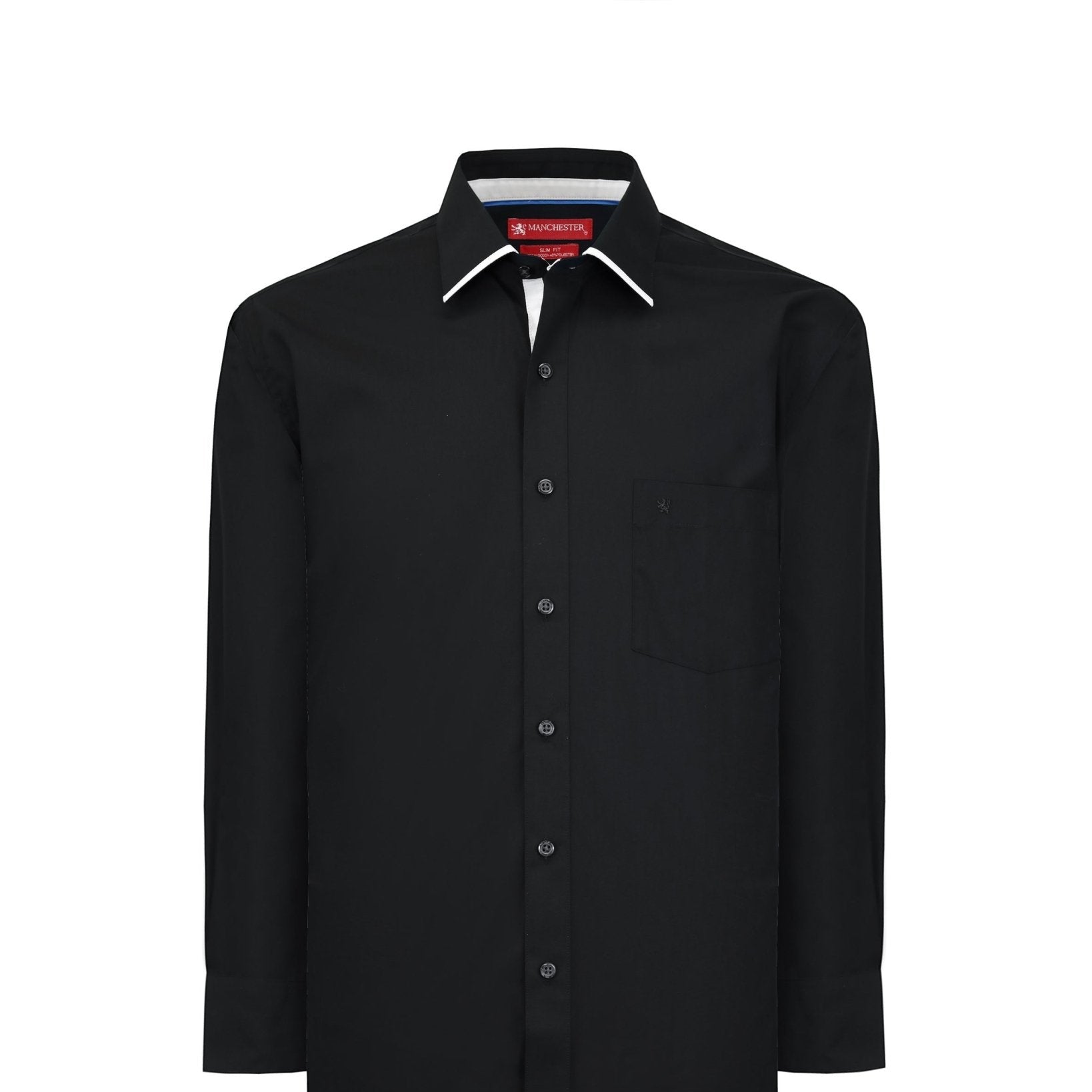 Manchester Camisa de Vestir Lisa Corte Slim Fit Cuello Roma - Manchester