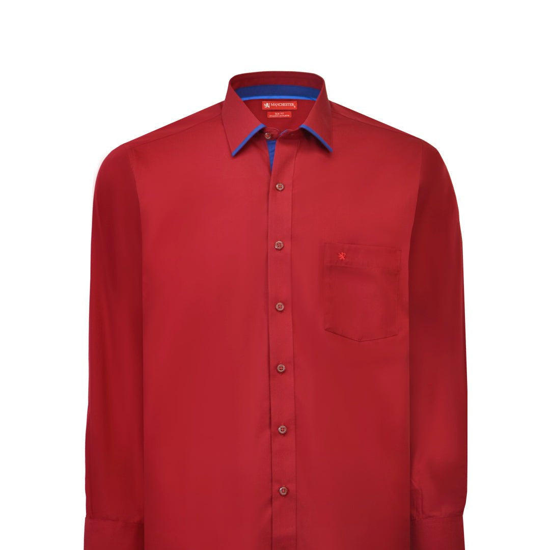 Manchester Camisa de Vestir Lisa Corte Slim Fit Cuello Roma - Manchester
