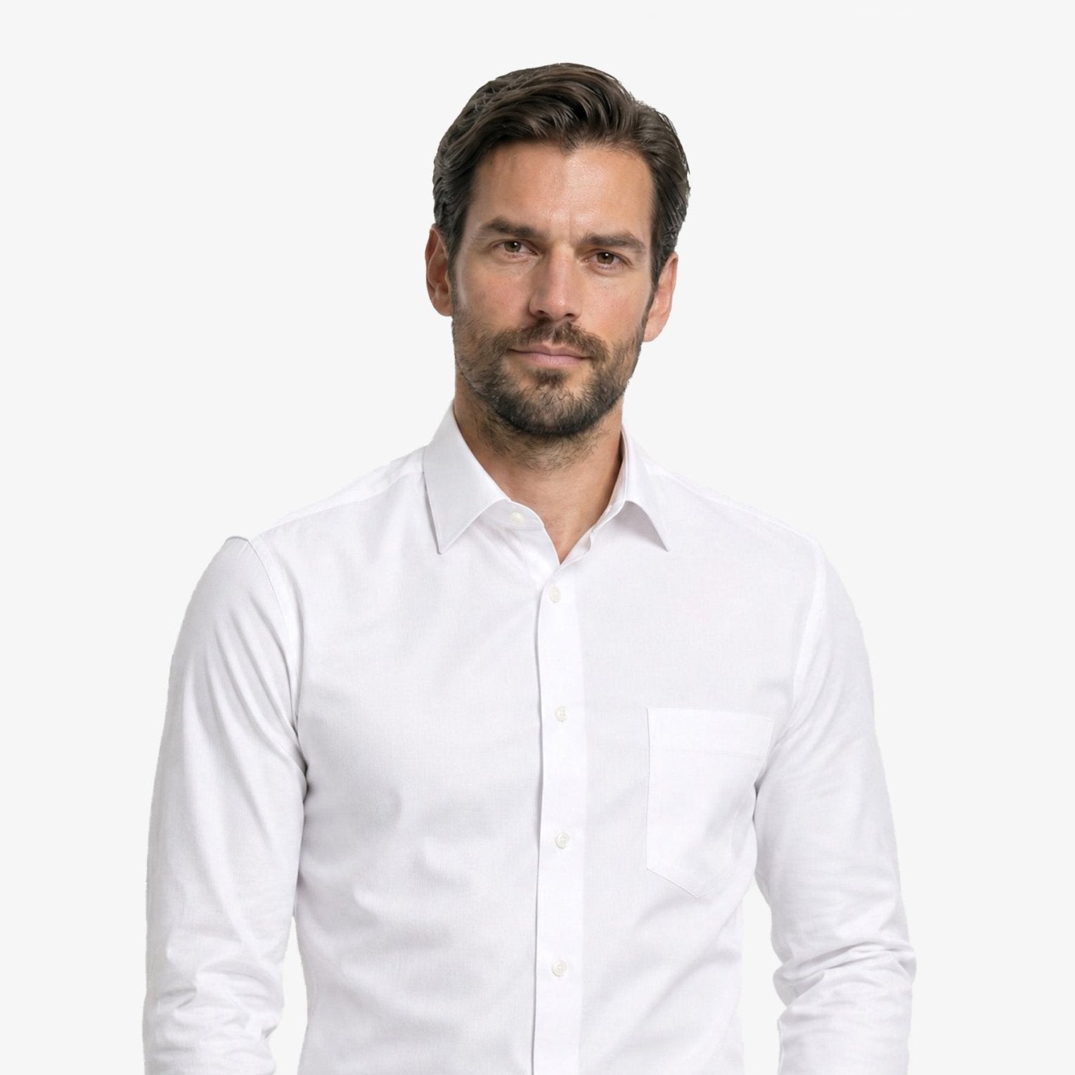 Manchester Camisa de Vestir Lisa Poliéster y Algodón Manga Larga color blanco para hombre