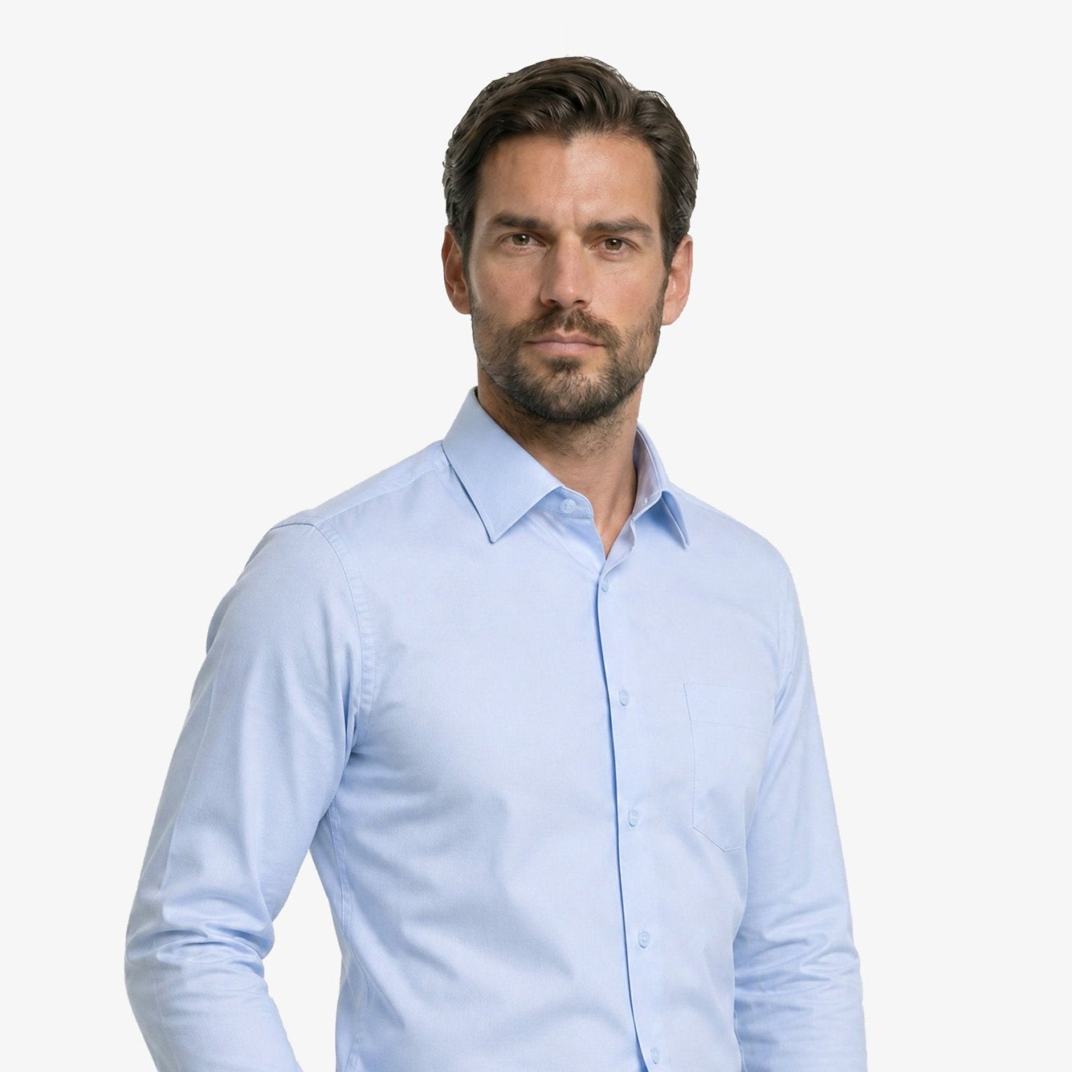 Manchester Camisa de Vestir Lisa Poliéster y Algodón Manga Larga - Manchester