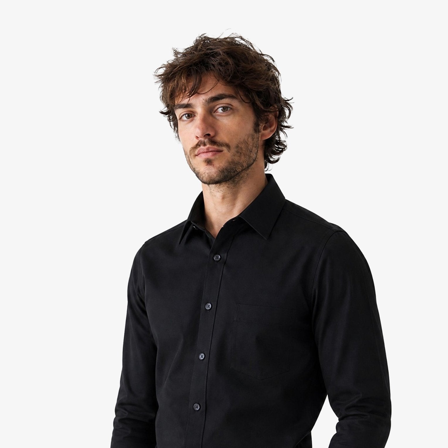 Manchester Camisa de Vestir Lisa Poliéster y Algodón Manga Larga - Manchester