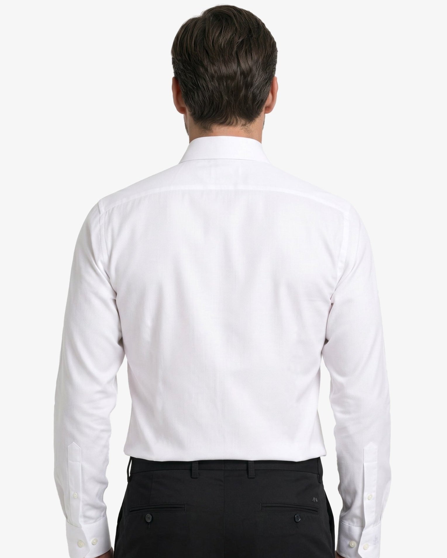 Manchester Camisa de Vestir Lisa Poliéster y Algodón Manga Larga color blanco para hombre
