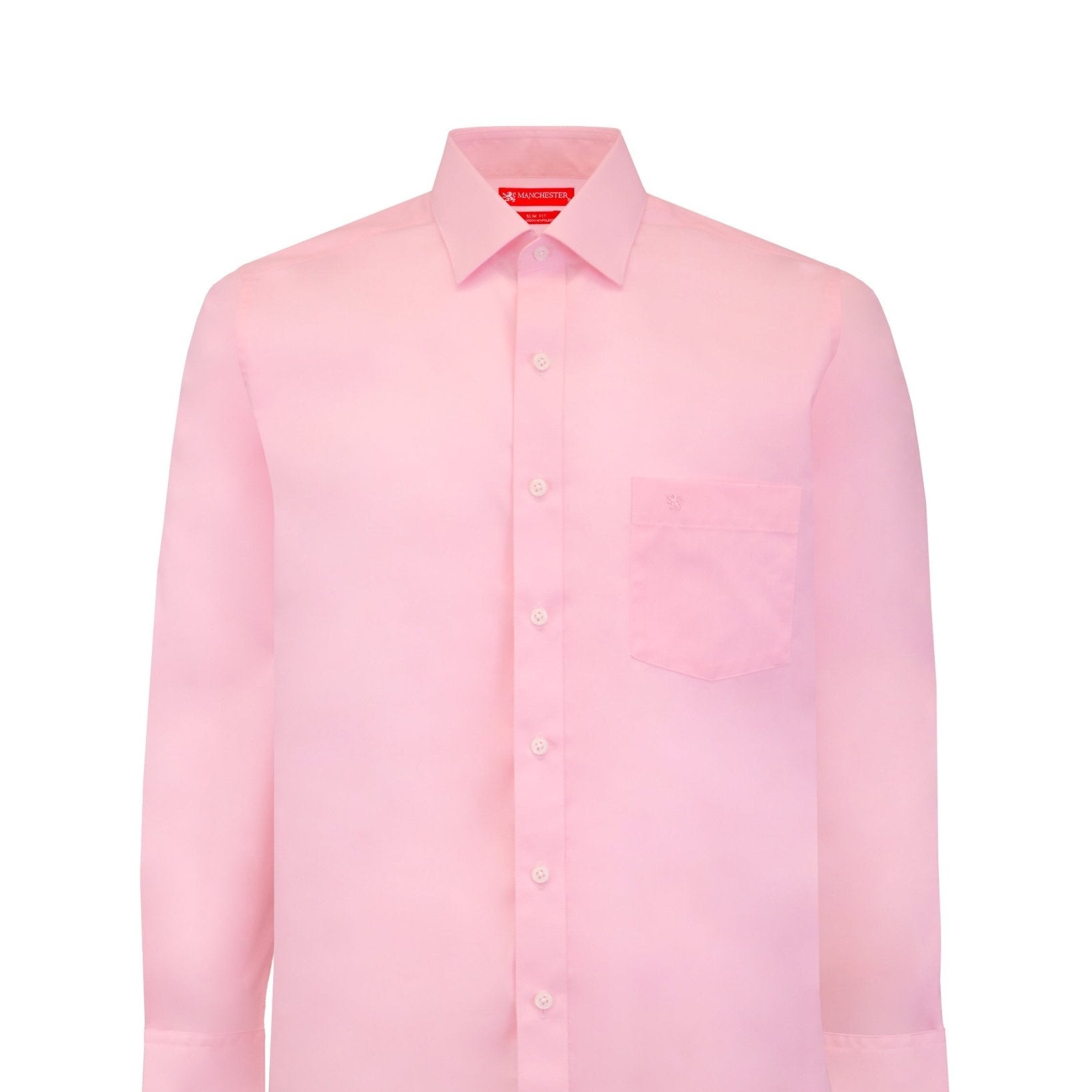 Manchester Camisa de Vestir Lisa Slim Fit con Puño Convertible y Un Bolsillo Mezcla Algodón - Manchester