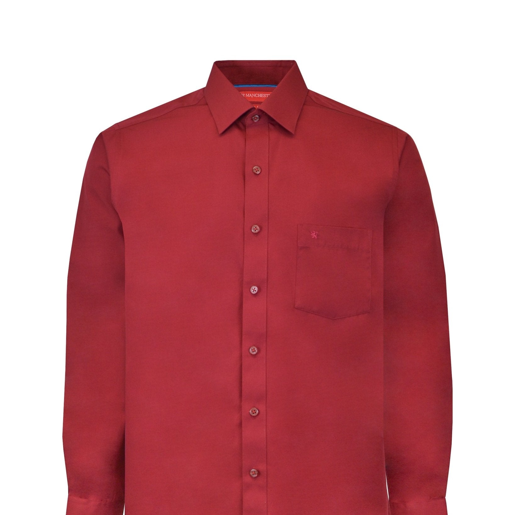 Manchester Camisa de Vestir Lisa Slim Fit con Puño Convertible y Un Bolsillo Mezcla Algodón - Manchester