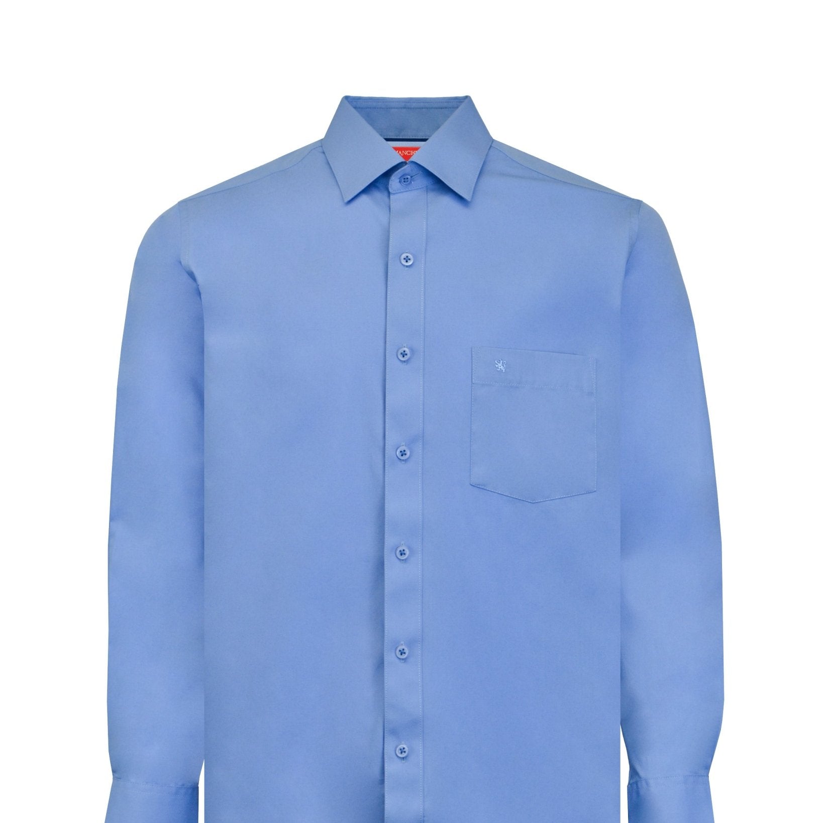 Manchester Camisa de Vestir Lisa Slim Fit con Puño Convertible y Un Bolsillo Mezcla Algodón - Manchester