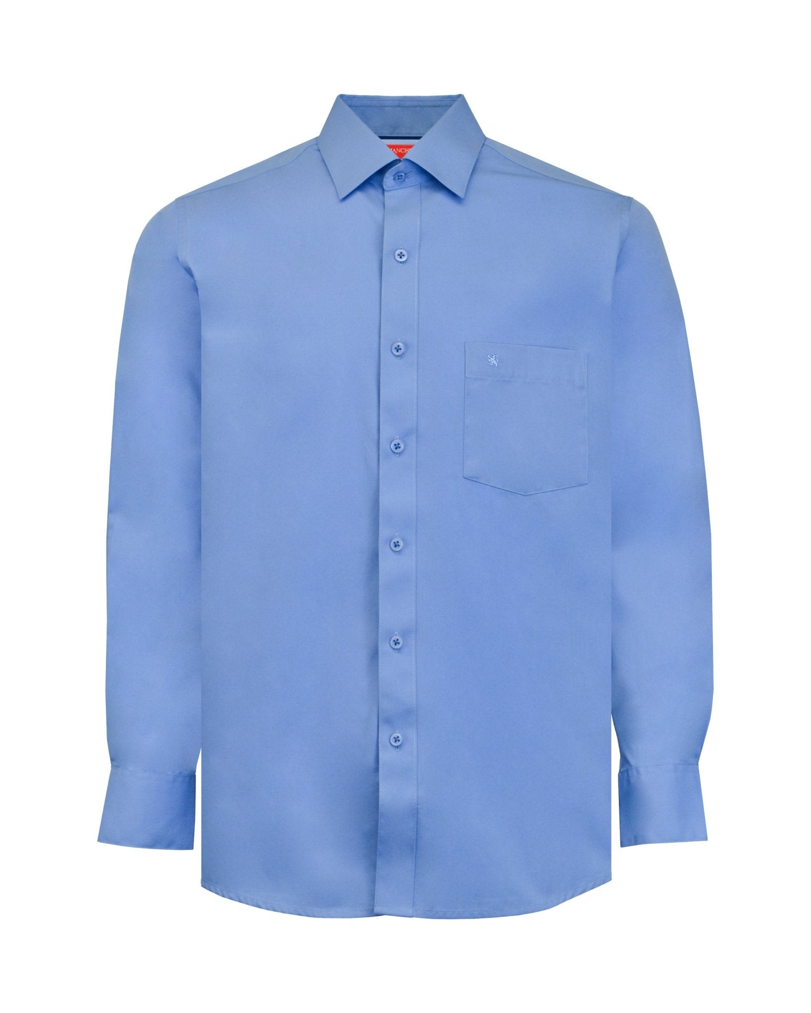 Manchester Camisa de Vestir Lisa Slim Fit con Puño Convertible y Un Bolsillo Mezcla Algodón - Manchester