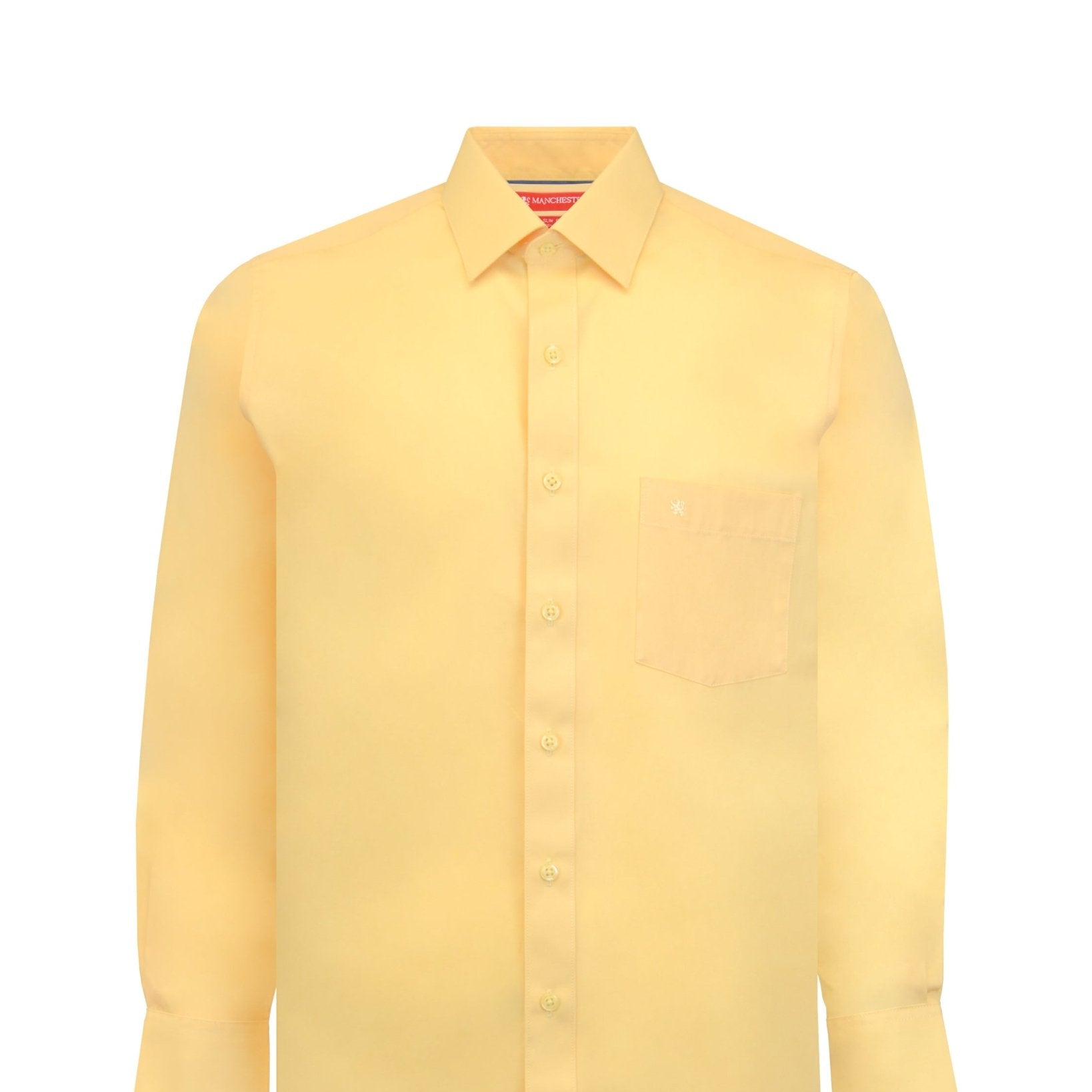 Manchester Camisa de Vestir Lisa Slim Fit con Puño Convertible y Un Bolsillo Mezcla Algodón - Manchester