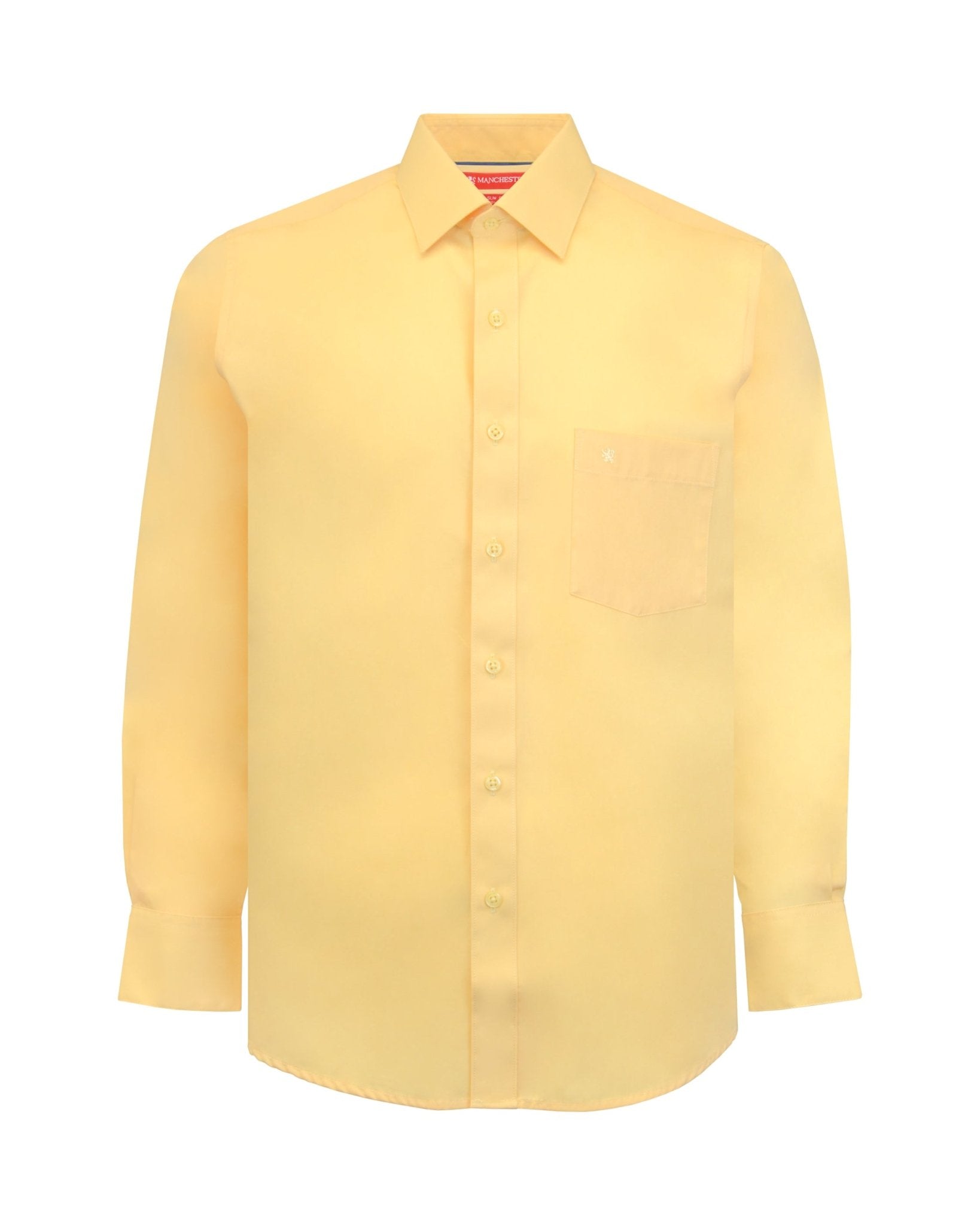 Manchester Camisa de Vestir Lisa Slim Fit con Puño Convertible y Un Bolsillo Mezcla Algodón - Manchester