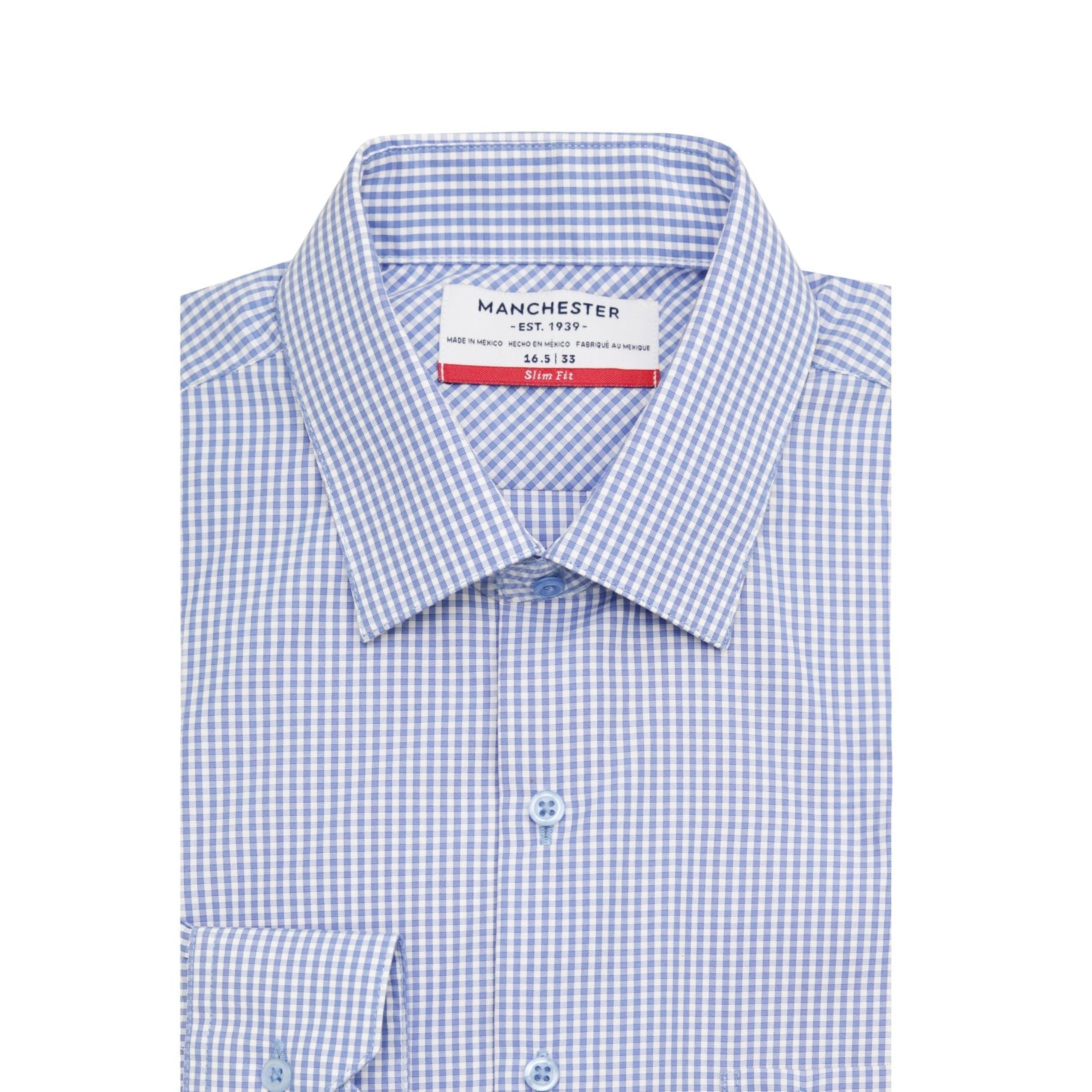 Manchester Camisa de Vestir Microcuadro Slim Fit - Manchester