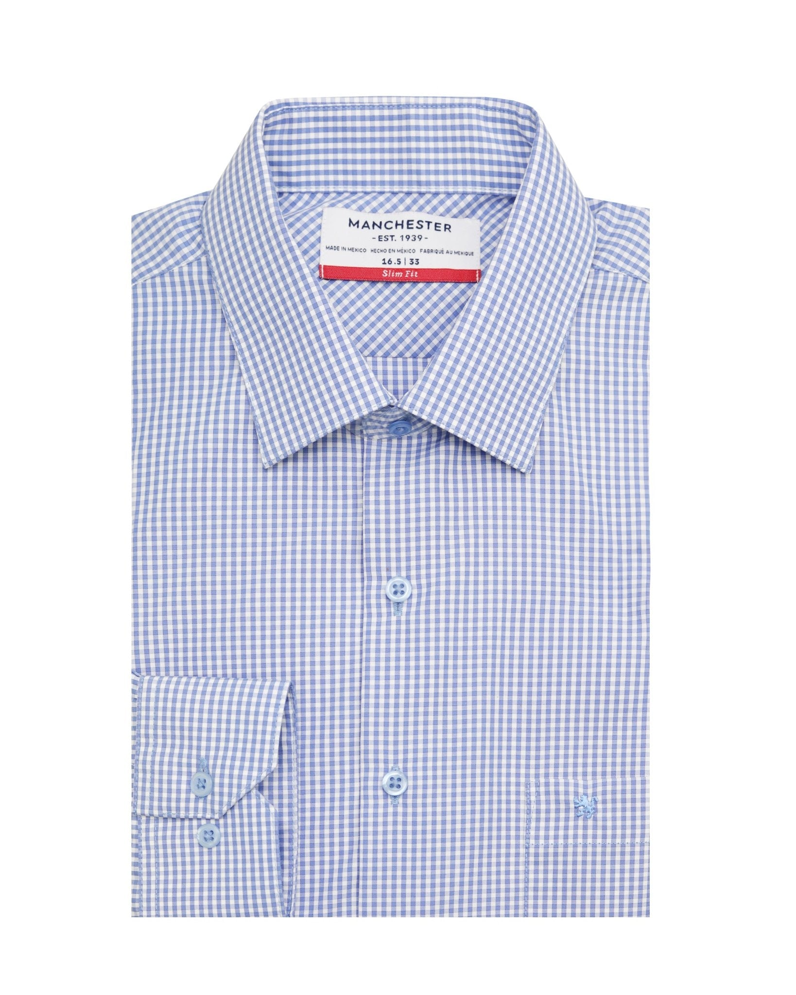 Manchester Camisa de Vestir Microcuadro Slim Fit - Manchester