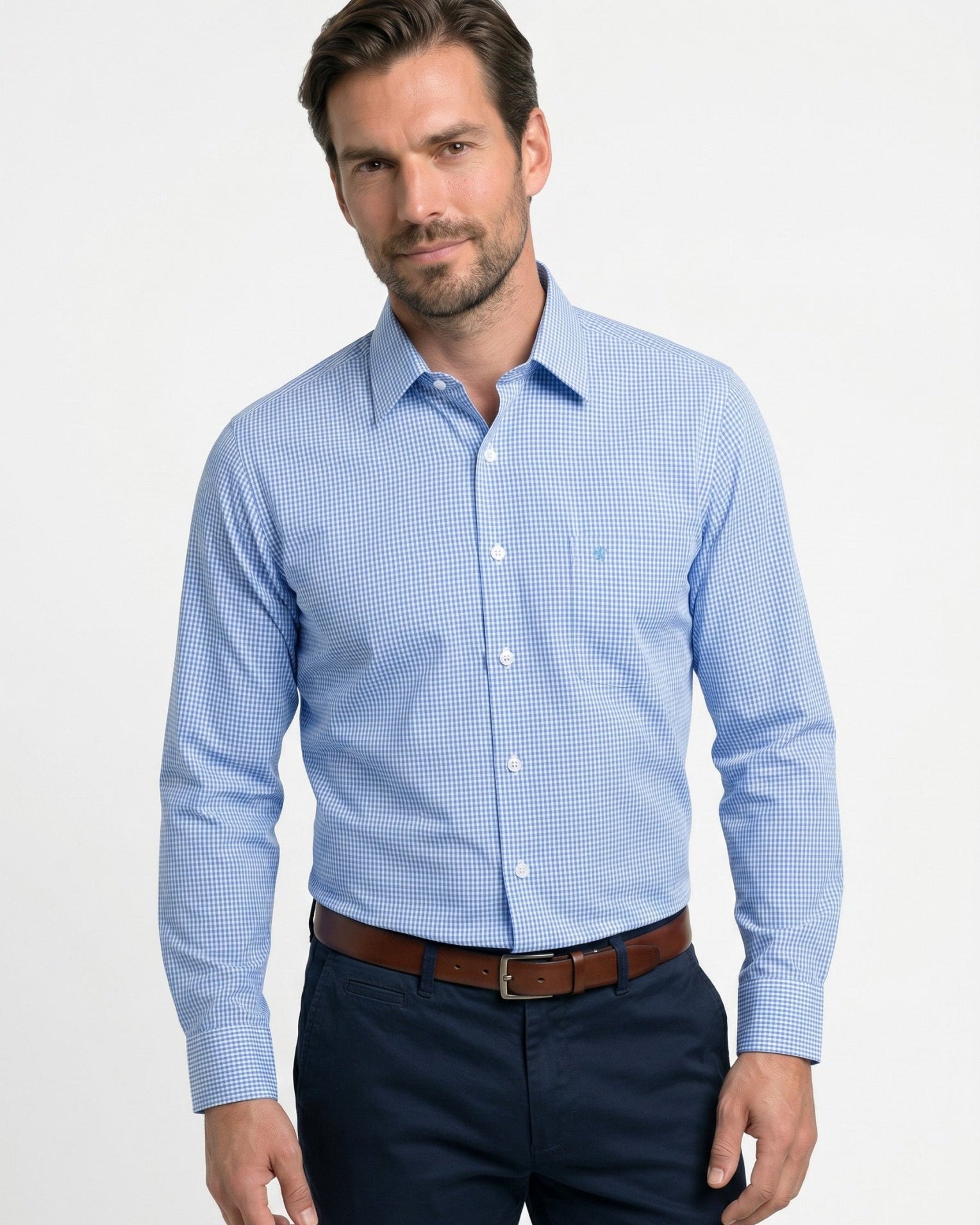 Manchester Camisa de Vestir Microcuadro Slim Fit - Manchester