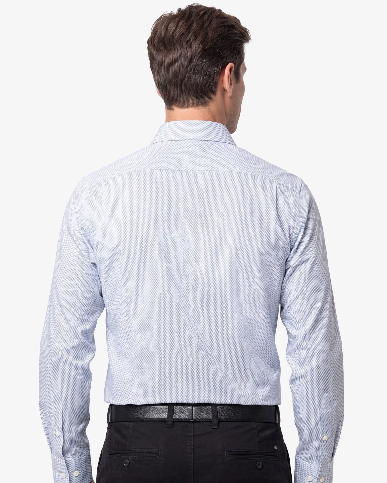 Manchester Camisa de Vestir Regular Fit con Diseño de Círculos Pequeños en Algodón y Puño Convertible - Manchester