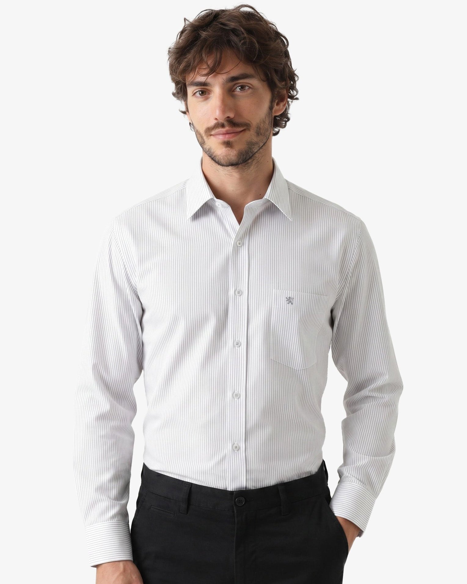 Manchester Camisa de Vestir Regular Fit con Rayas en Algodón y Poliéster - Manchester