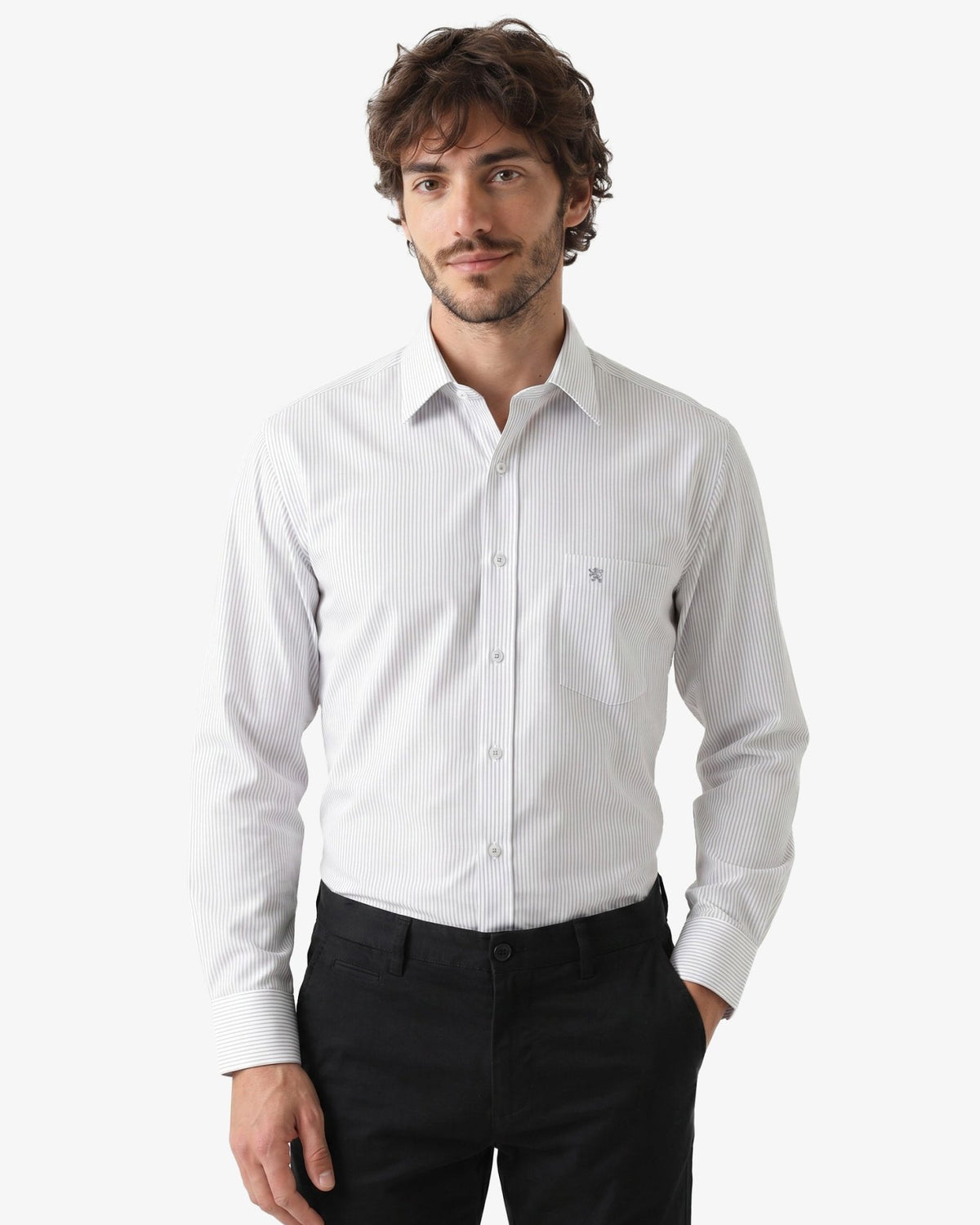 Manchester Camisa de Vestir Regular Fit con Rayas en Algodón y Poliéster - Manchester