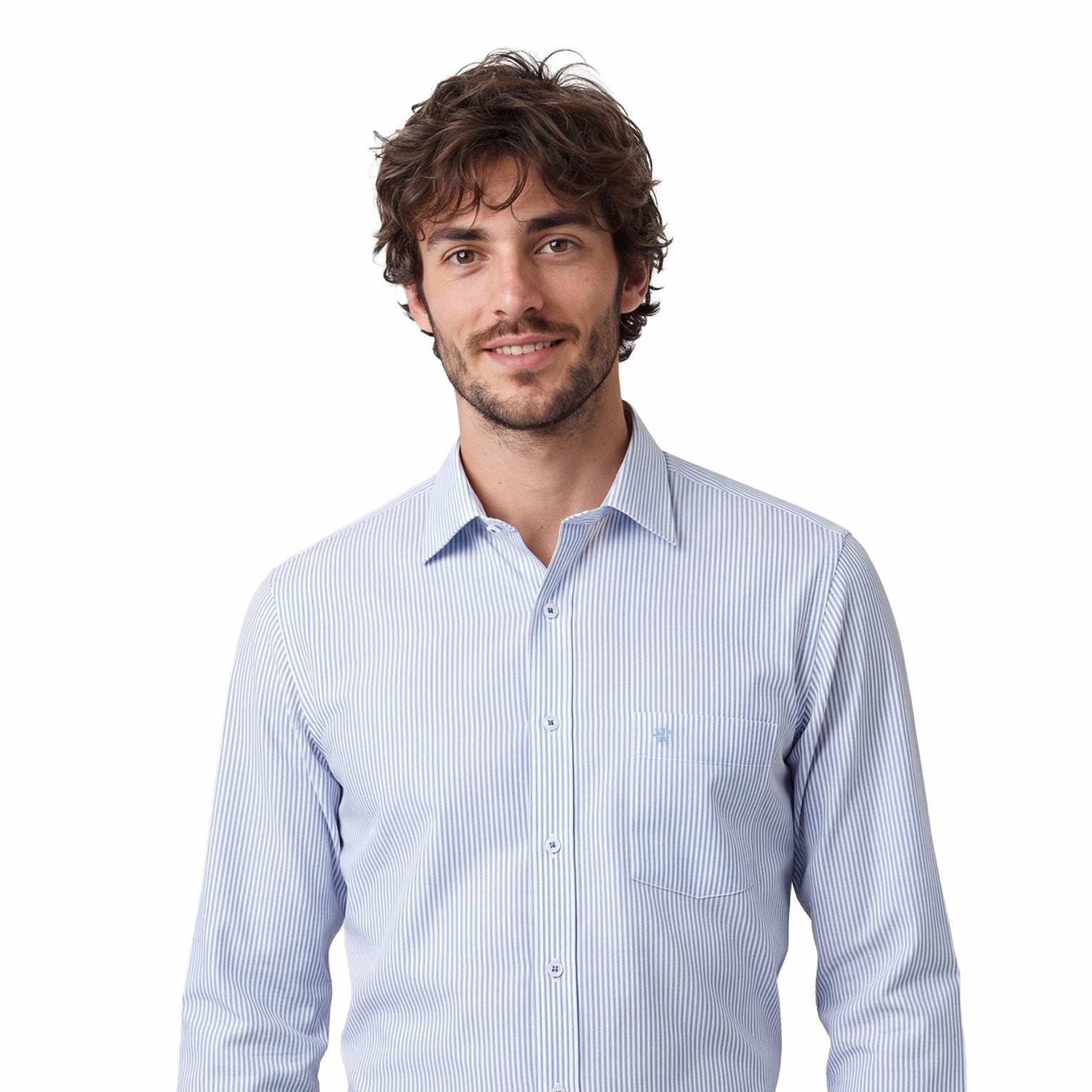 Manchester Camisa de Vestir Regular Fit con Rayas en Algodón y Poliéster - Manchester
