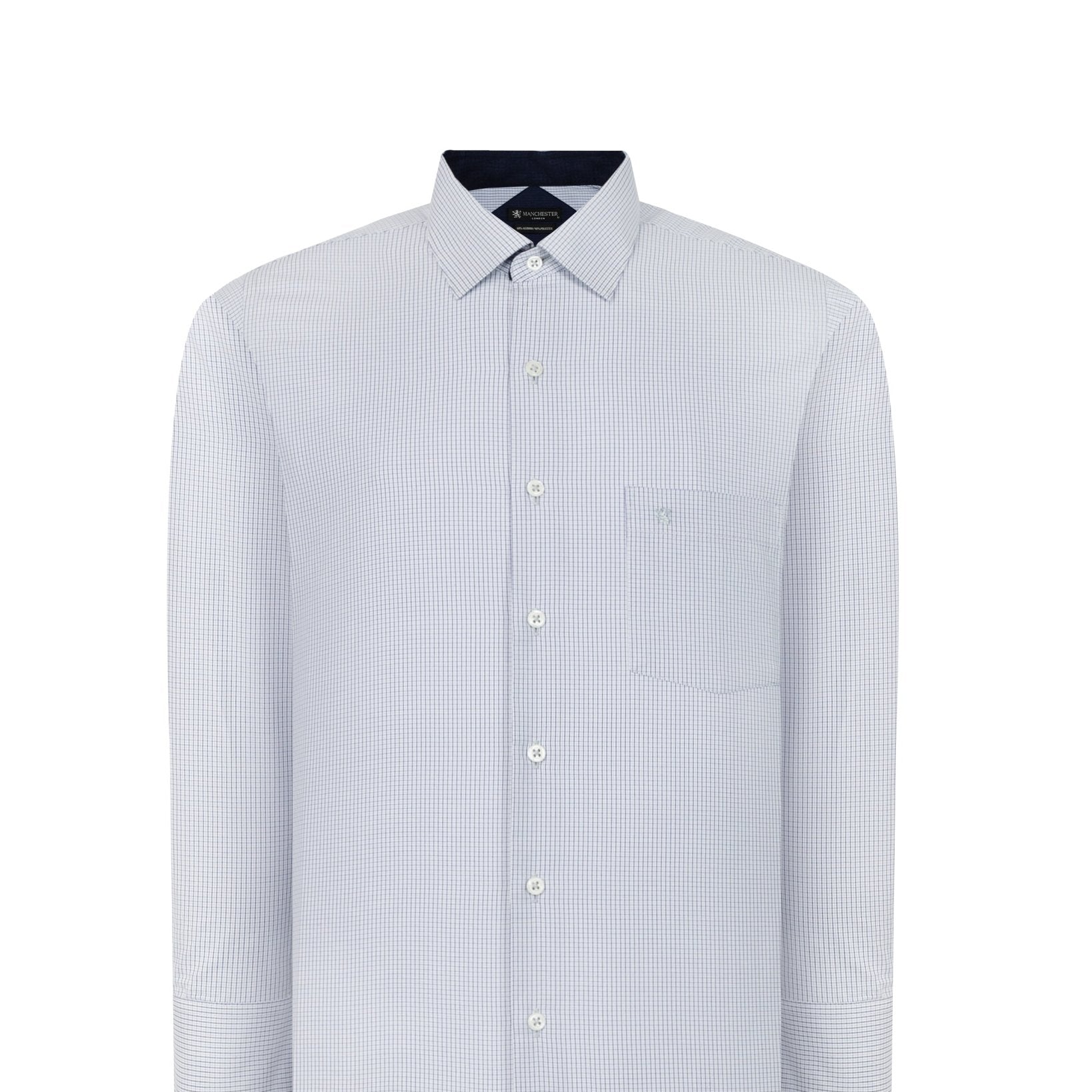 Manchester Camisa de Vestir Regular Fit Estampado de Cuadros Pequeños en Algodón-Poliéster - Manchester
