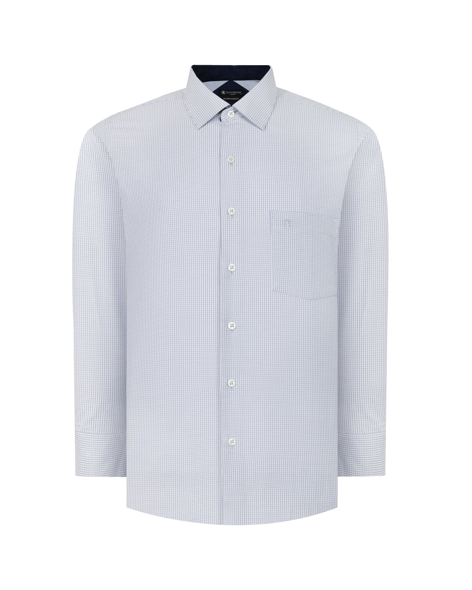 Manchester Camisa de Vestir Regular Fit Estampado de Cuadros Pequeños en Algodón-Poliéster - Manchester