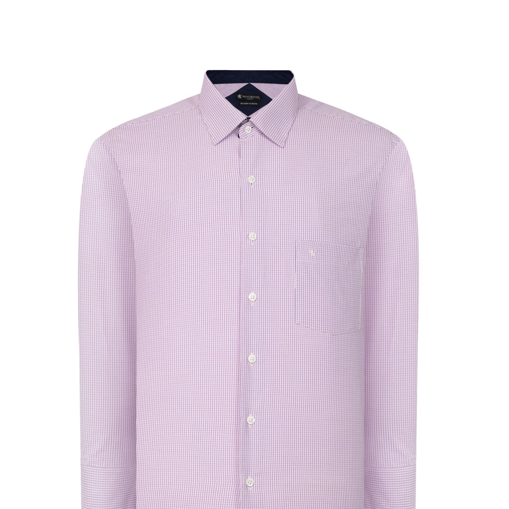 Manchester Camisa de Vestir Regular Fit Estampado de Cuadros Pequeños en Algodón-Poliéster - Manchester