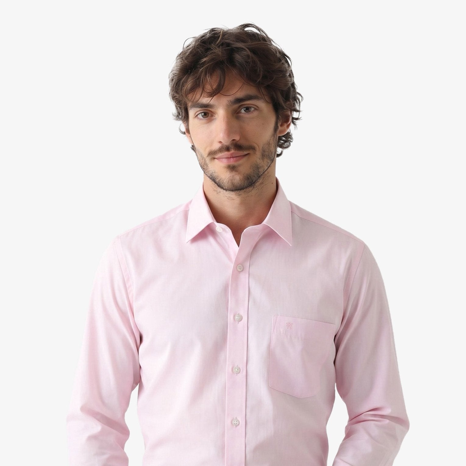 Manchester Camisa de Vestir Slim Fit Algodón y Poliéster- Manga Larga color rosa para hombre