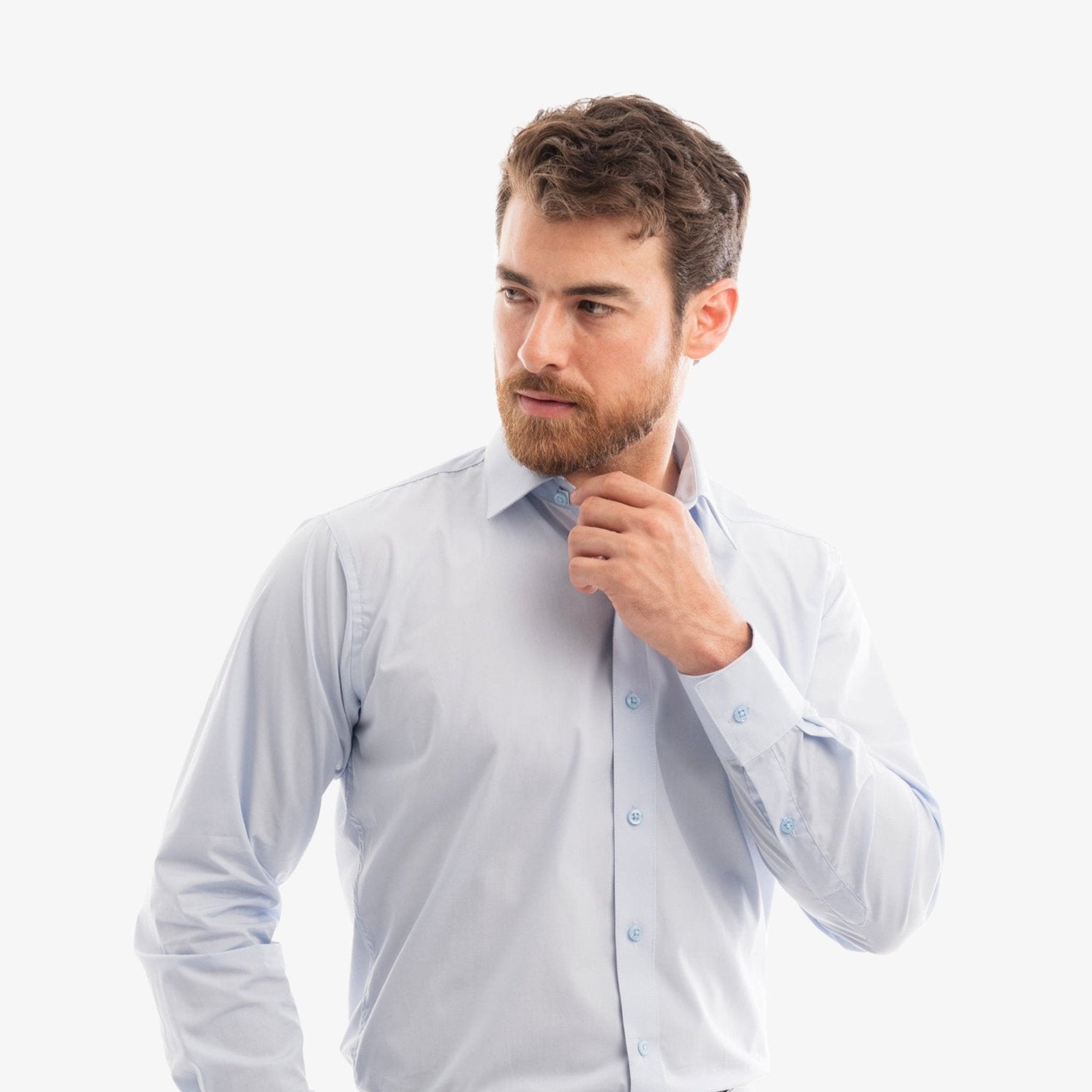 Manchester Camisa de Vestir Slim Fit con Cuello Ajustable y Puño Convertible de Algodón y Poliéster - Manchester