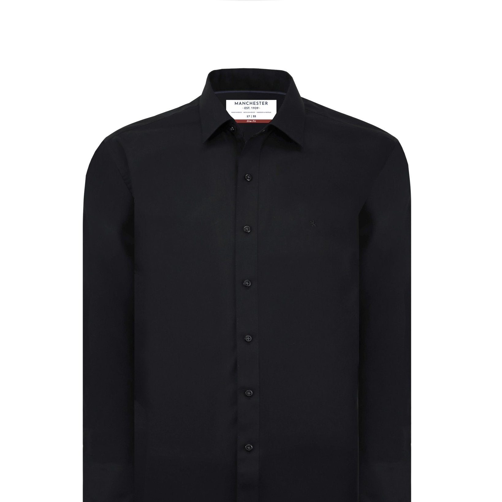 Manchester Camisa de Vestir Slim Fit con Cuello Ajustable y Puño Convertible de Algodón y Poliéster - Manchester