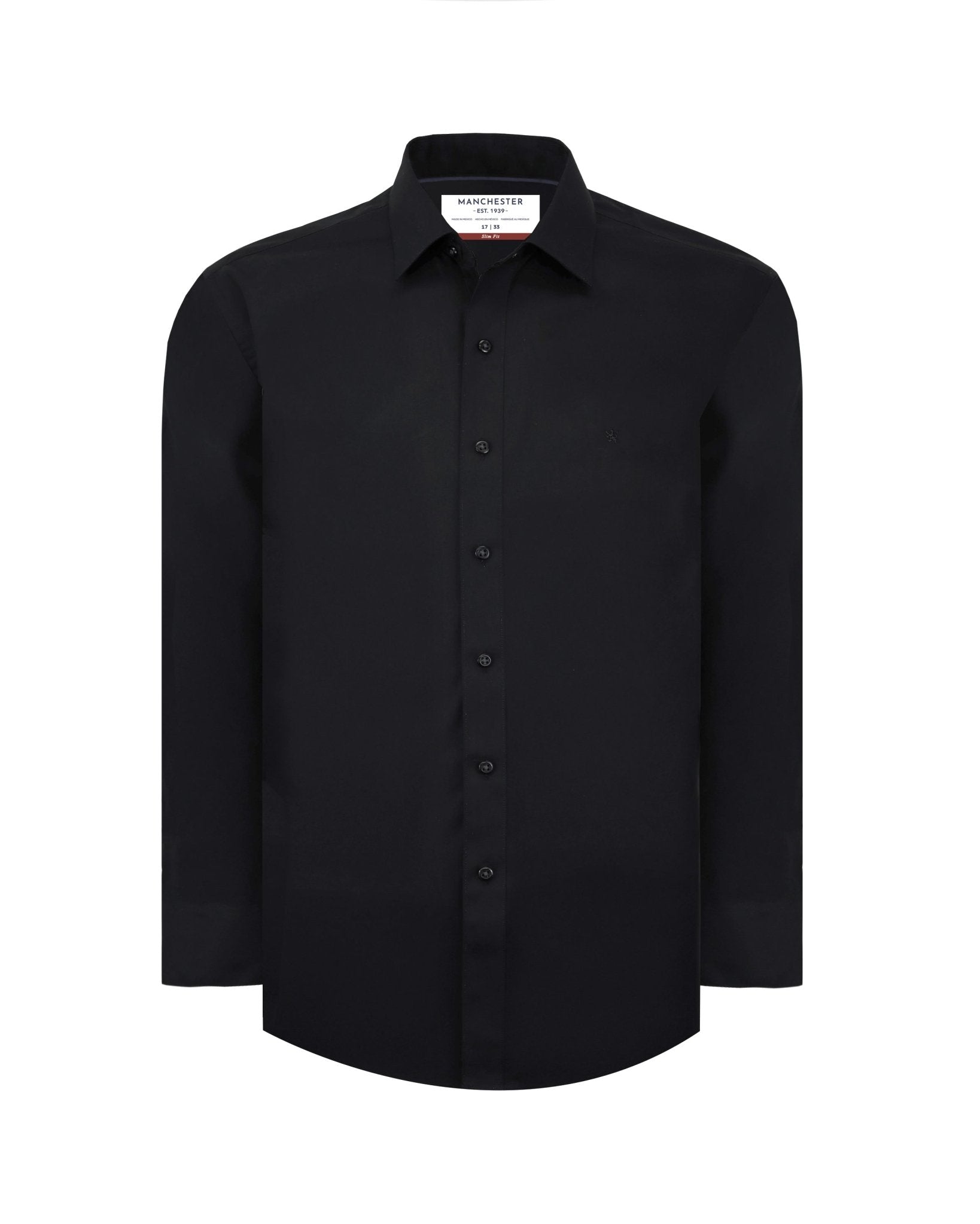 Manchester Camisa de Vestir Slim Fit con Cuello Ajustable y Puño Convertible de Algodón y Poliéster - Manchester