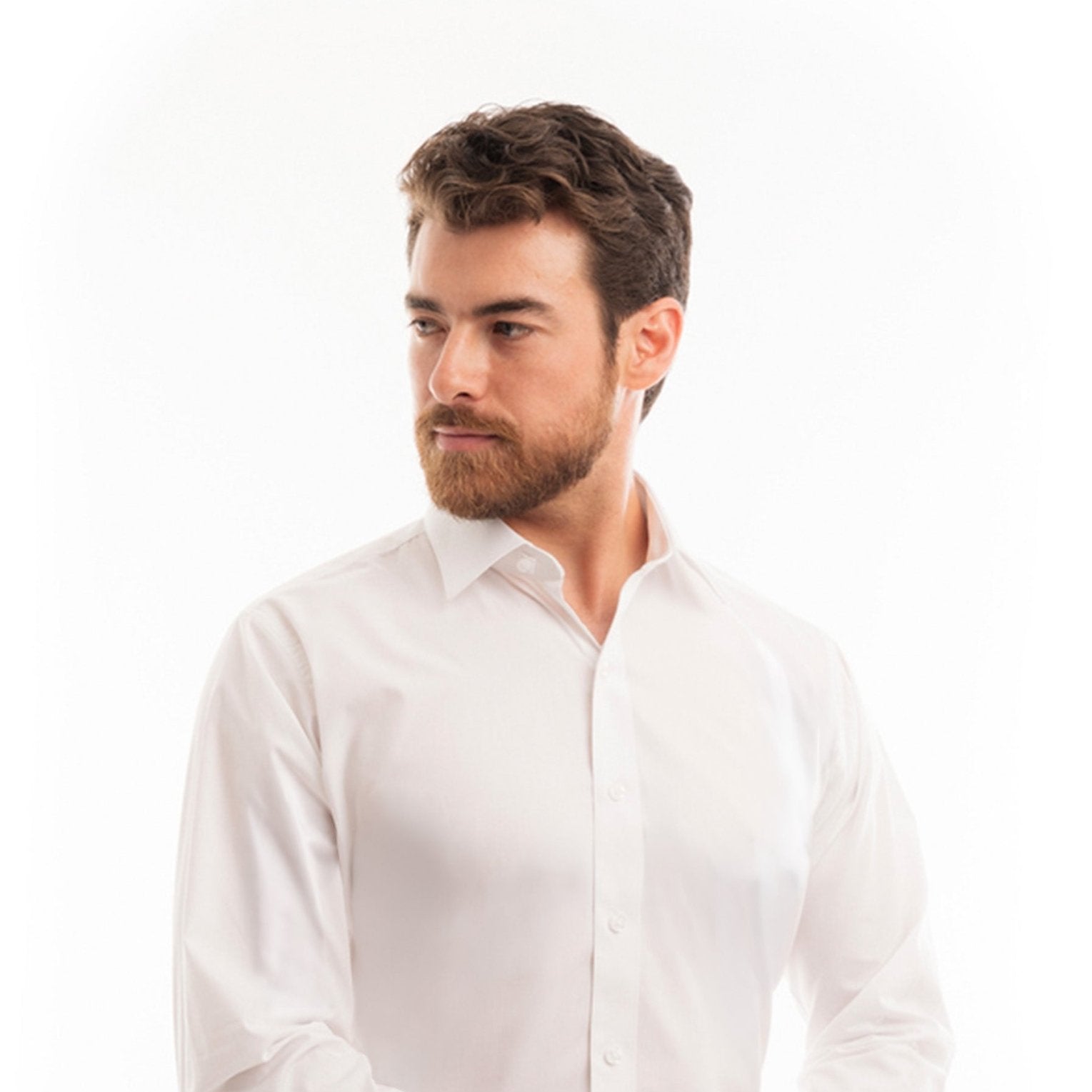 Manchester Camisa de Vestir Slim Fit con Cuello Ajustable y Puño Convertible de Algodón y Poliéster - Manchester