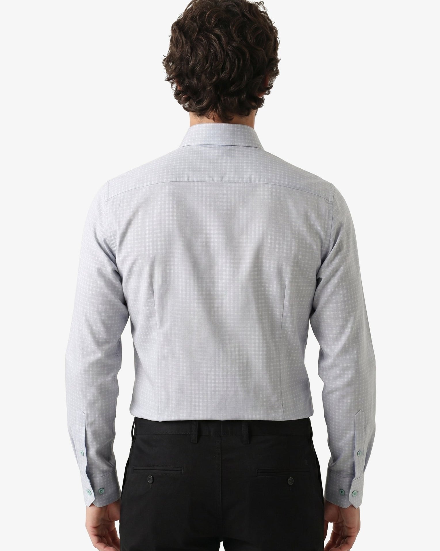 Manchester Camisa de Vestir Slim Fit Cuadrados Sutiles Manga Larga color gris para hombre