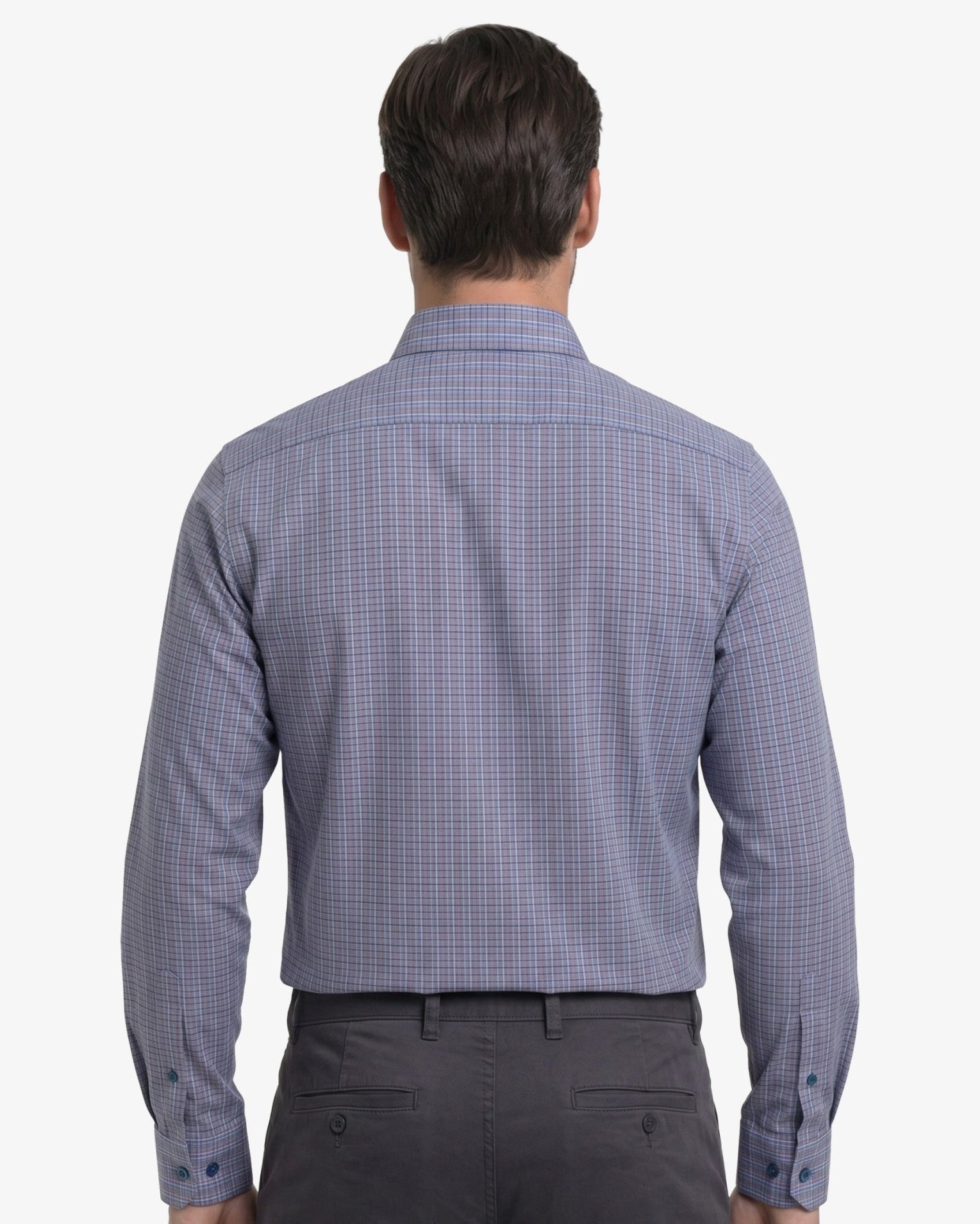 Manchester Camisa de Vestir Slim Fit Cuadros Sutiles Algodón y Poliéster Manga Larga color azul para hombre