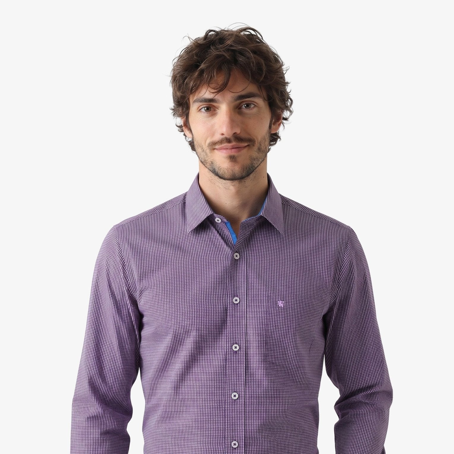 Manchester Camisa de Vestir Slim Fit en Algodón con Cuello Roma y Puño Ejecutivo - Manchester