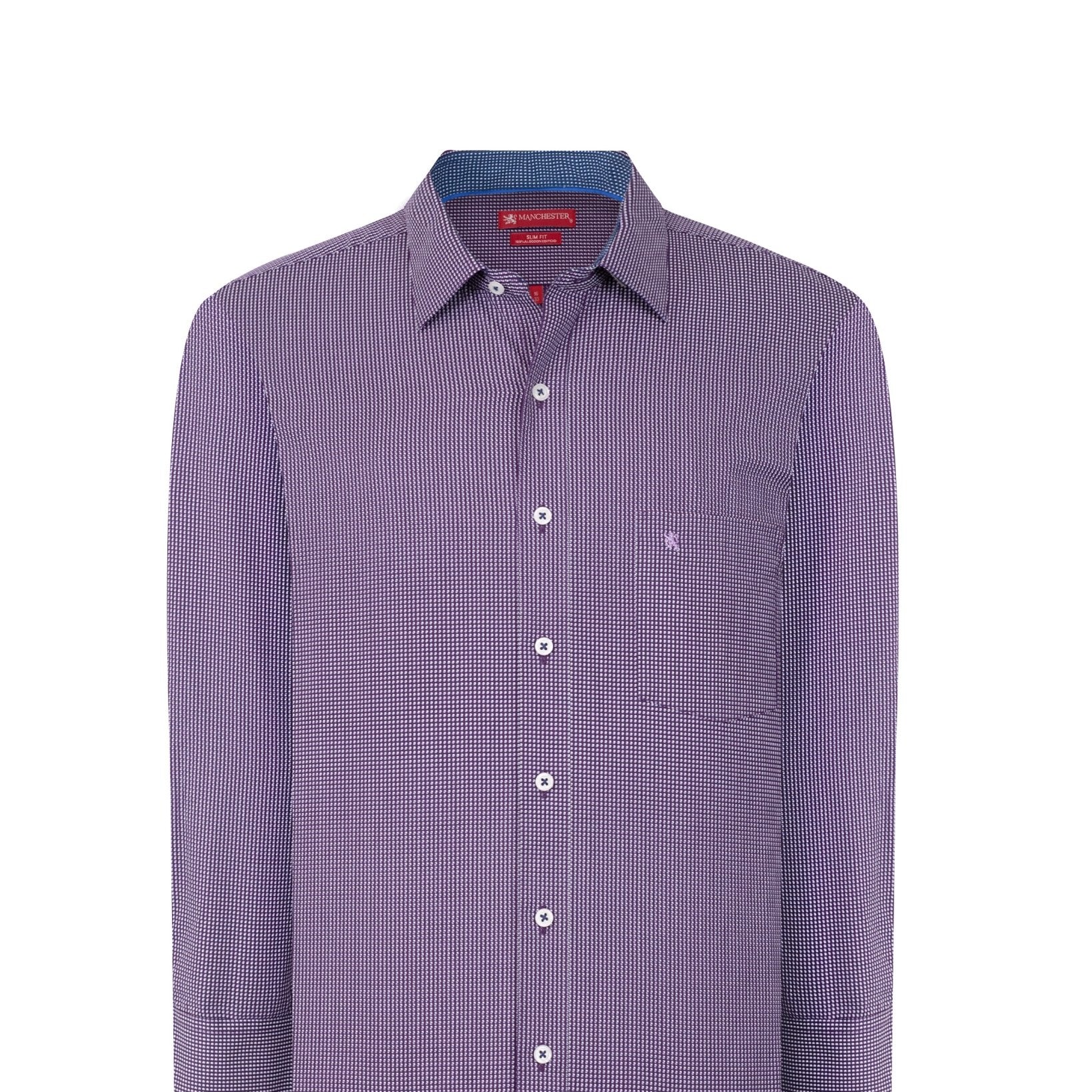 Manchester Camisa de Vestir Slim Fit en Algodón con Cuello Roma y Puño Ejecutivo - Manchester