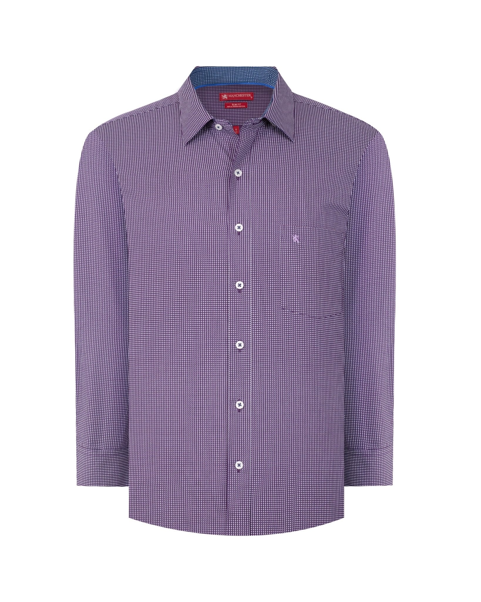 Manchester Camisa de Vestir Slim Fit en Algodón con Cuello Roma y Puño Ejecutivo - Manchester