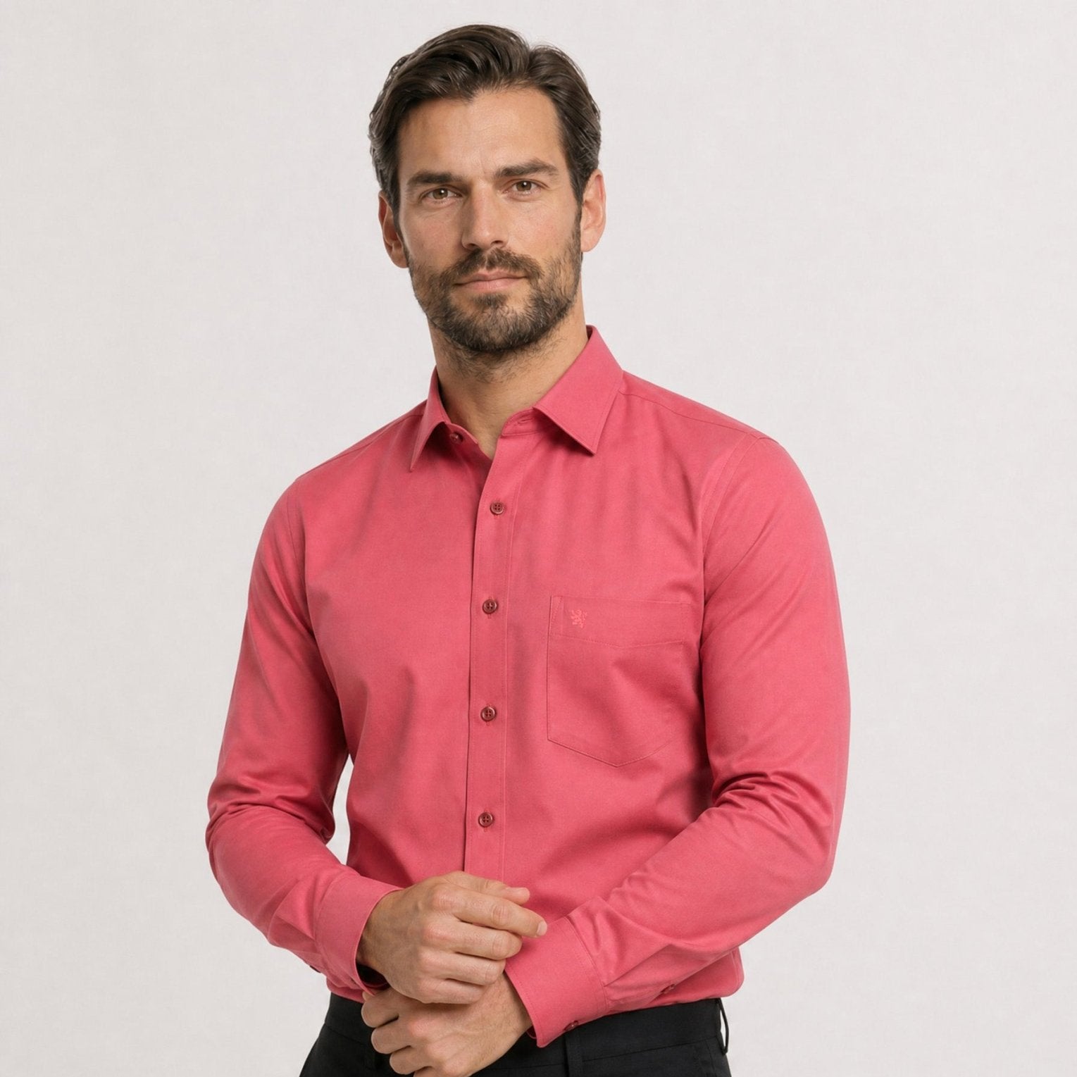 Manchester Camisa de Vestir Slim Fit Puños Convertibles - Mezcla de algodón - Manchester